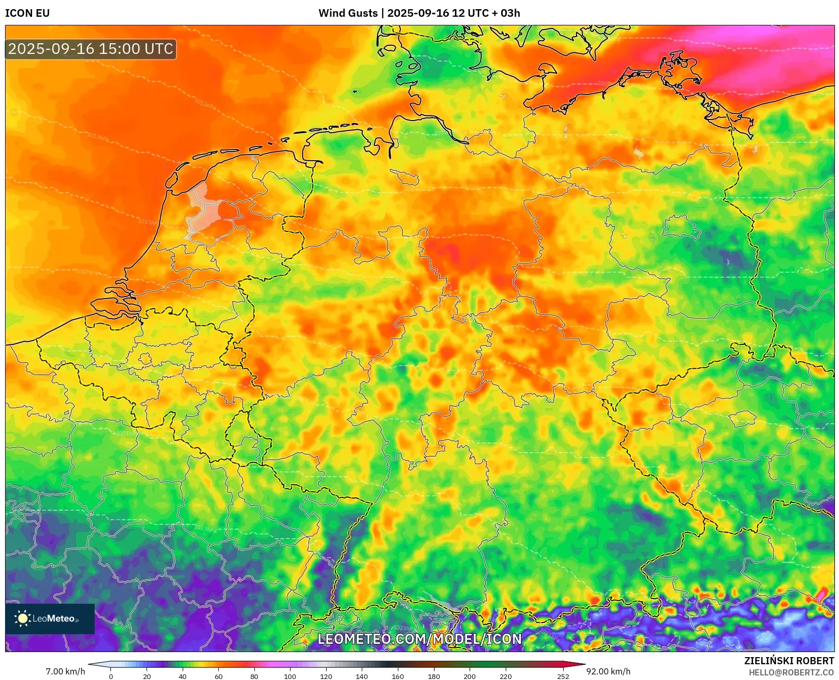 ICON model - Germany, Wind Gusts