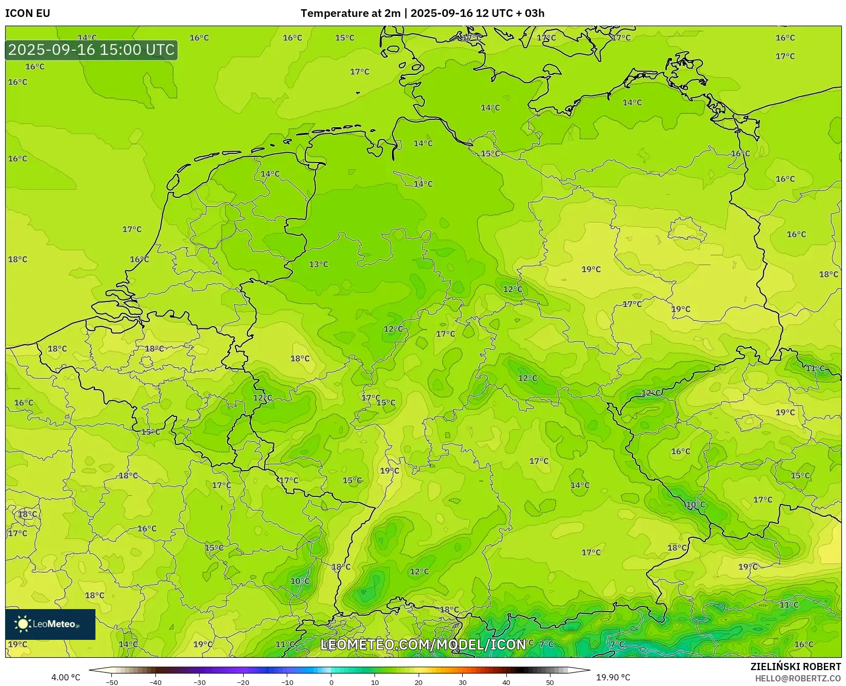 ICON model - Germany, Temperature at 2m