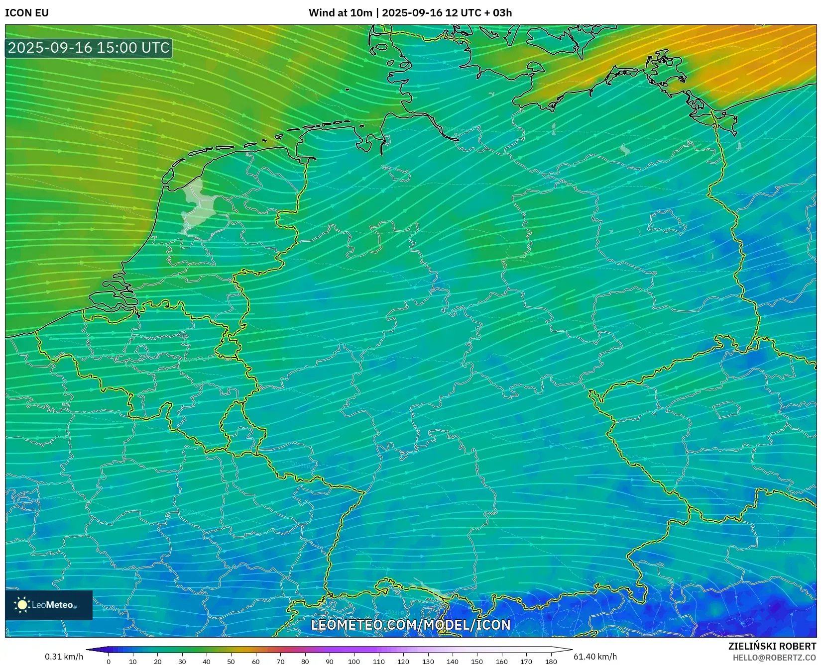 ICON model - Germany, Wind at 10m