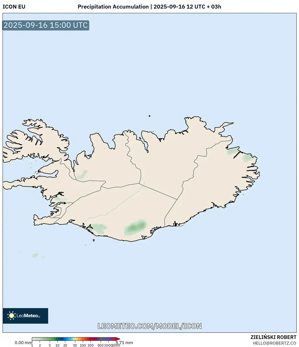 ICON model - Iceland, Precipitation Accumulation
