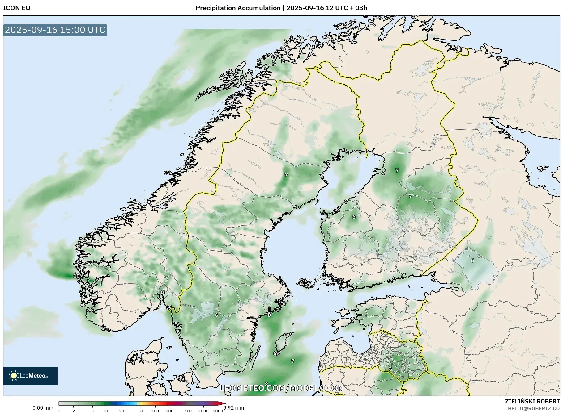 ICON model - Scandinavia, Precipitation Accumulation