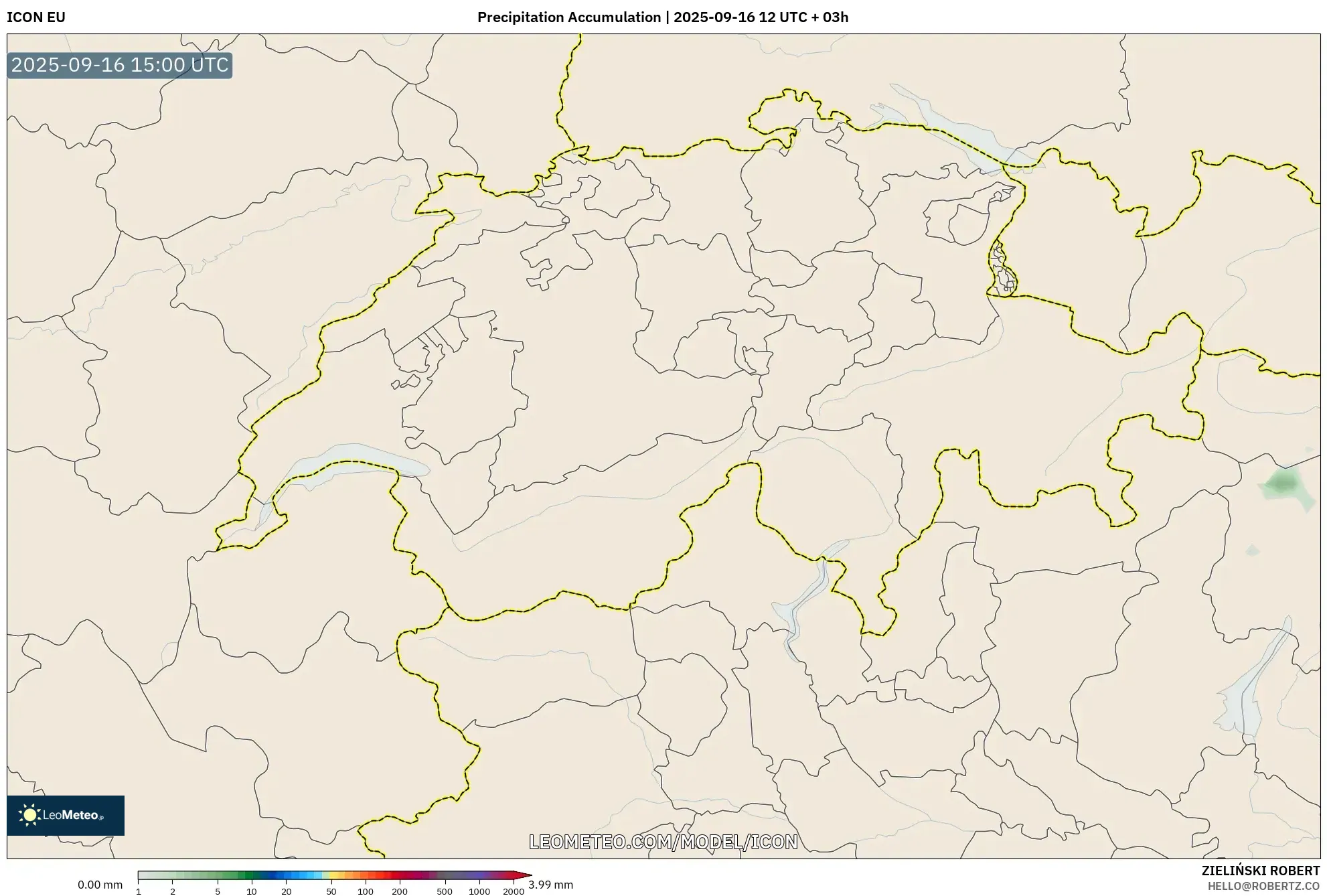 ICON model - Switzerland, Precipitation Accumulation