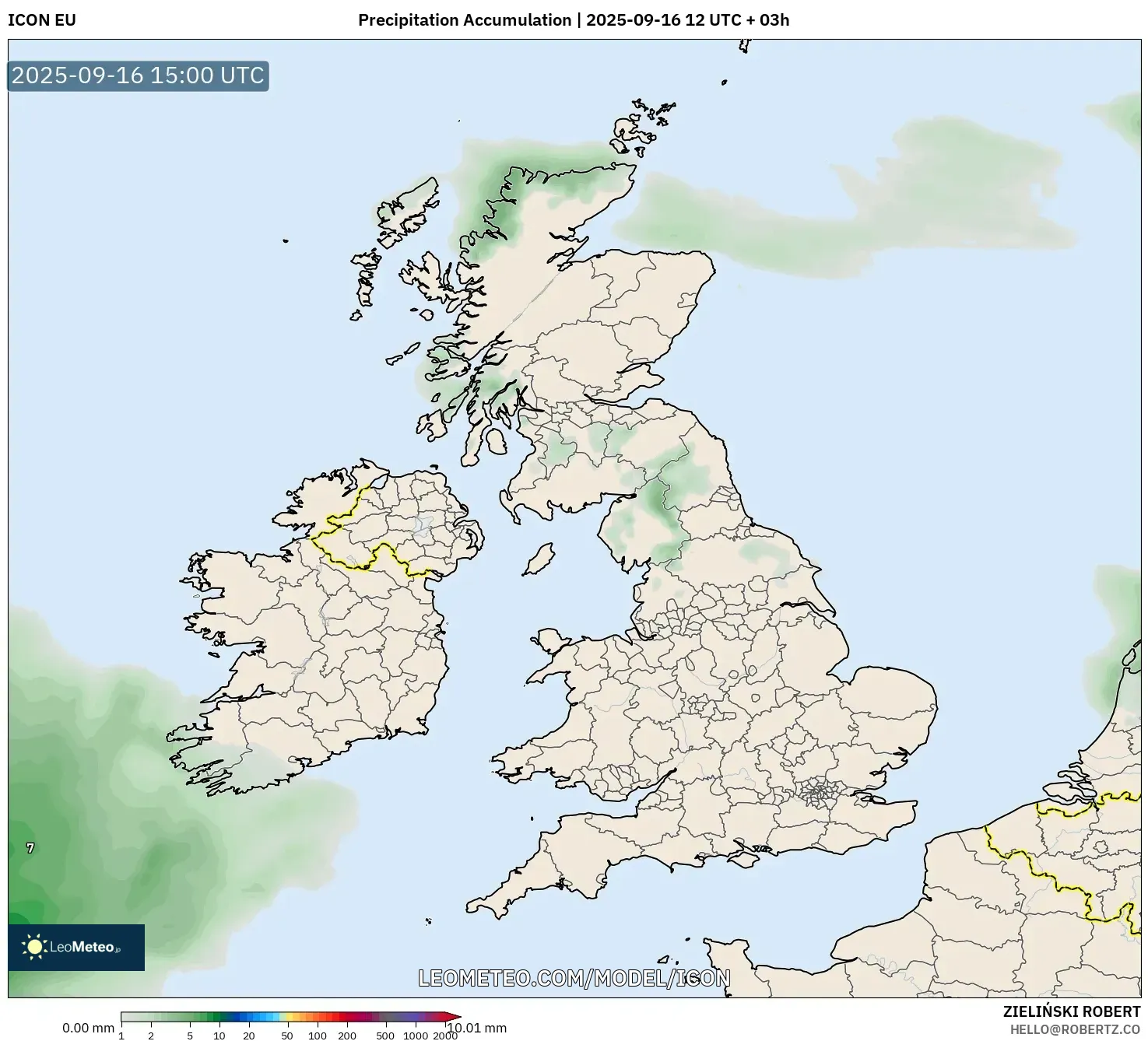 ICON model - United Kingdom, Precipitation Accumulation