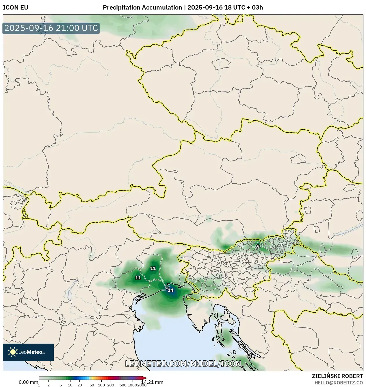 ICON model - Austria, Precipitation Accumulation