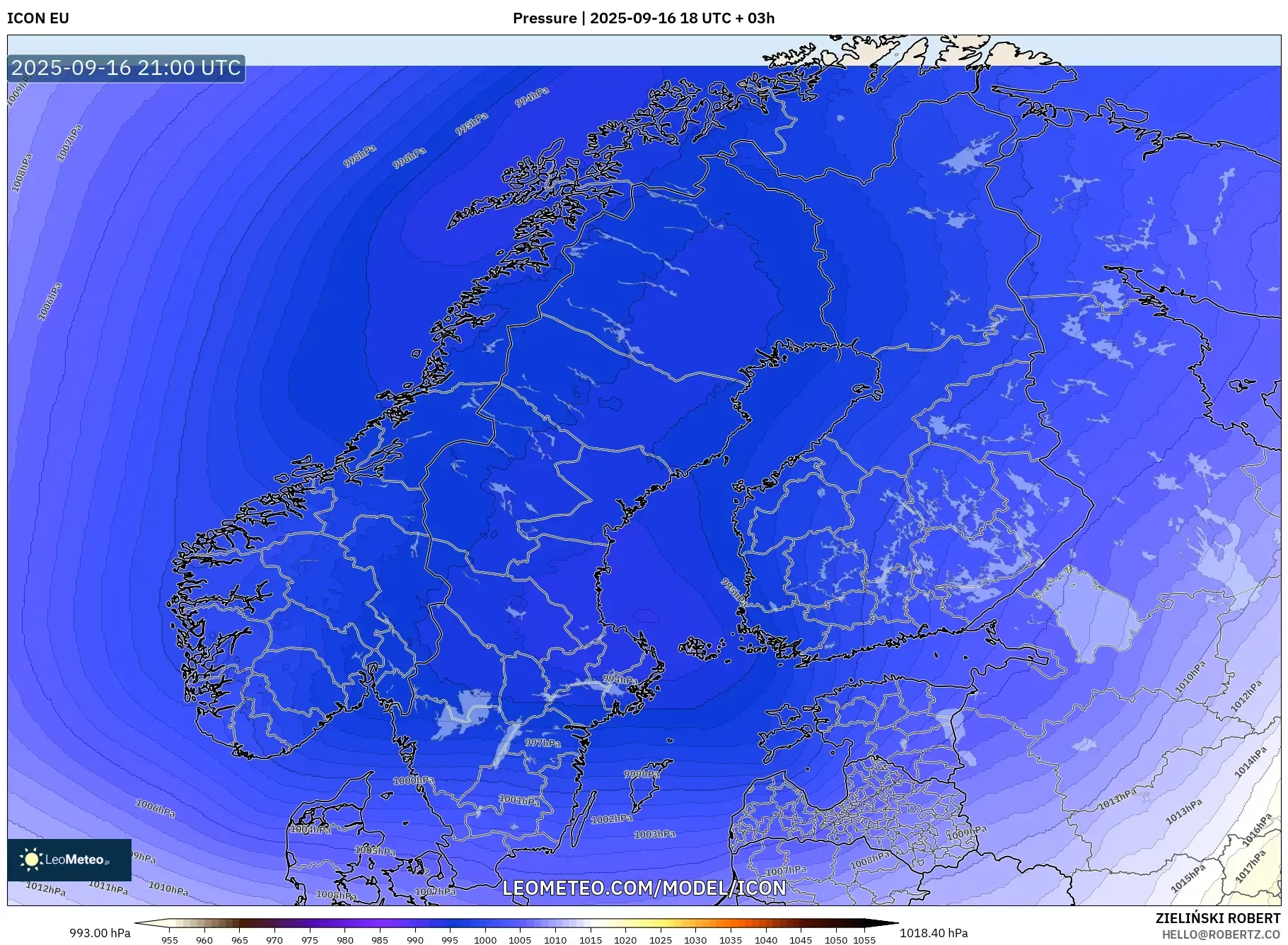 ICON model - Scandinavia, Pressure