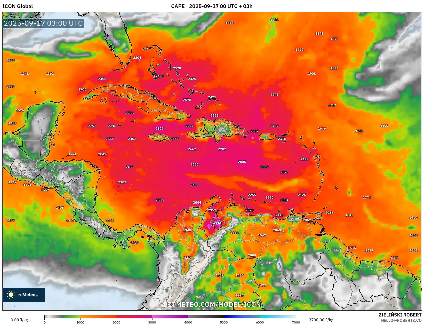 ICON model - Caribbean, CAPE