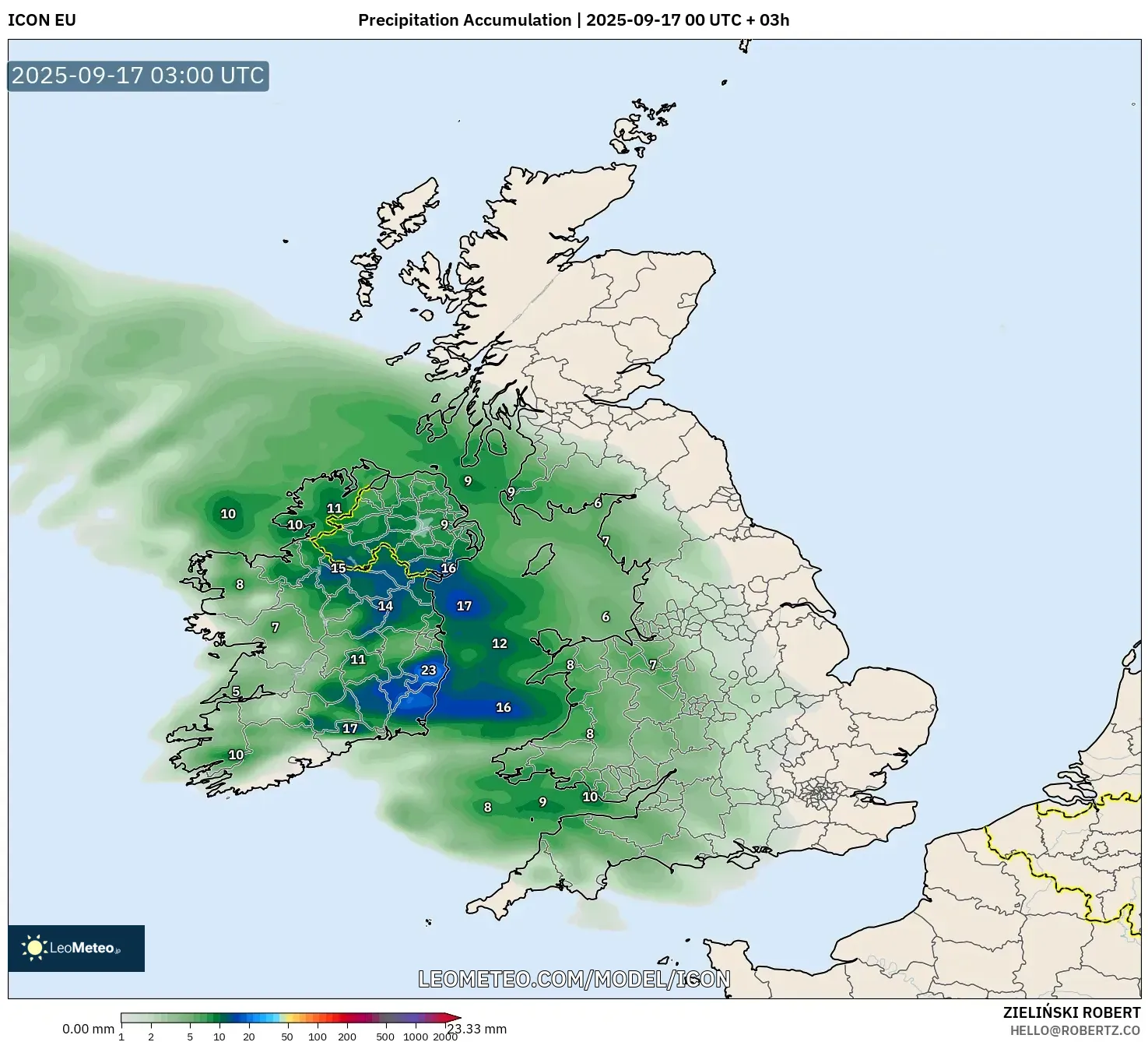 ICON model - United Kingdom, Precipitation Accumulation