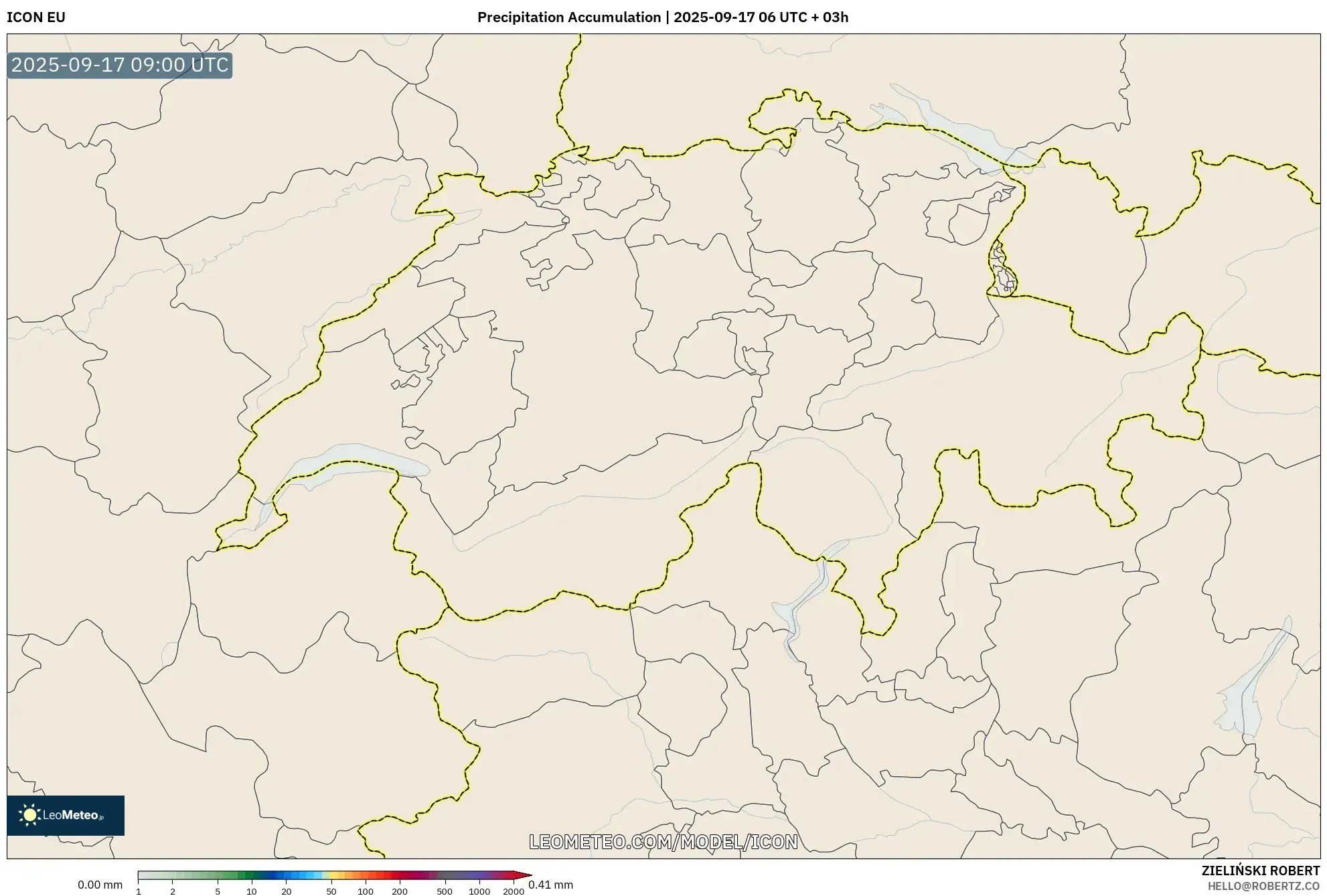 ICON model - Switzerland, Precipitation Accumulation