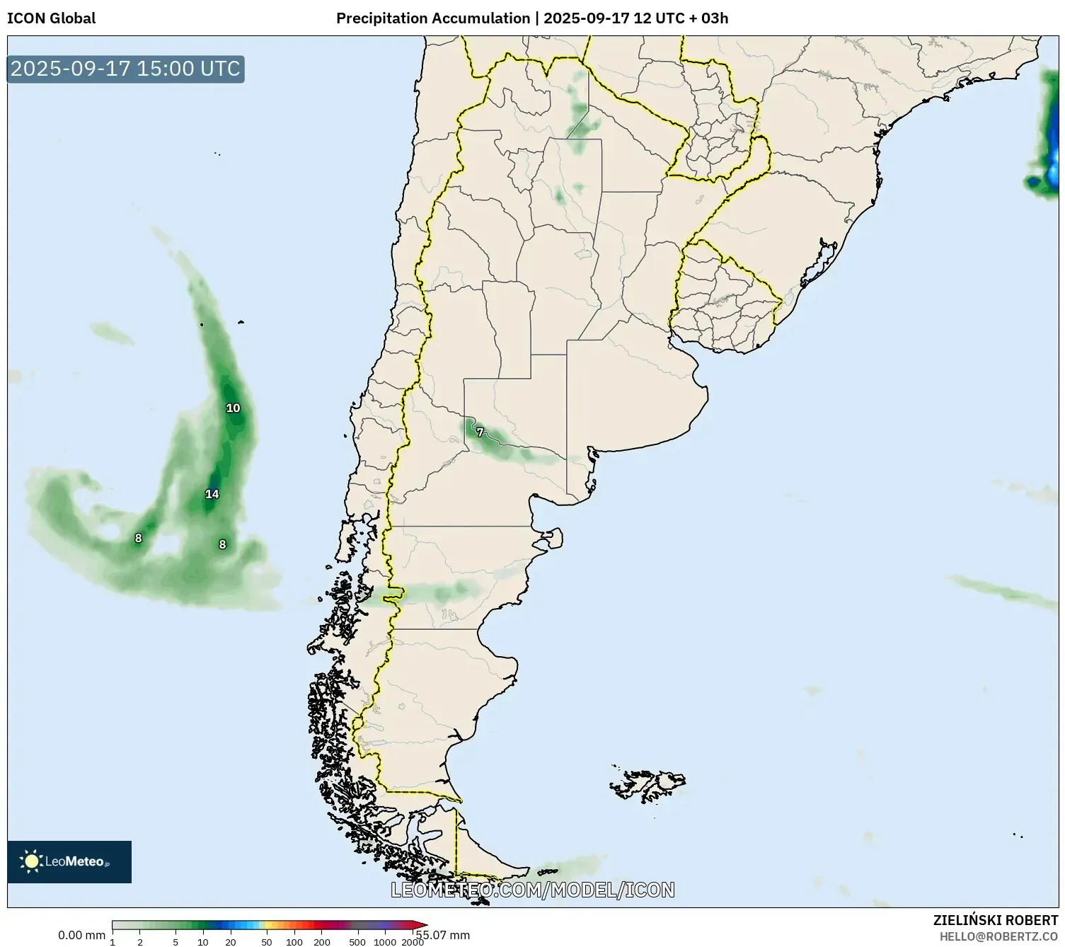 ICON model - Argentina, Precipitation Accumulation