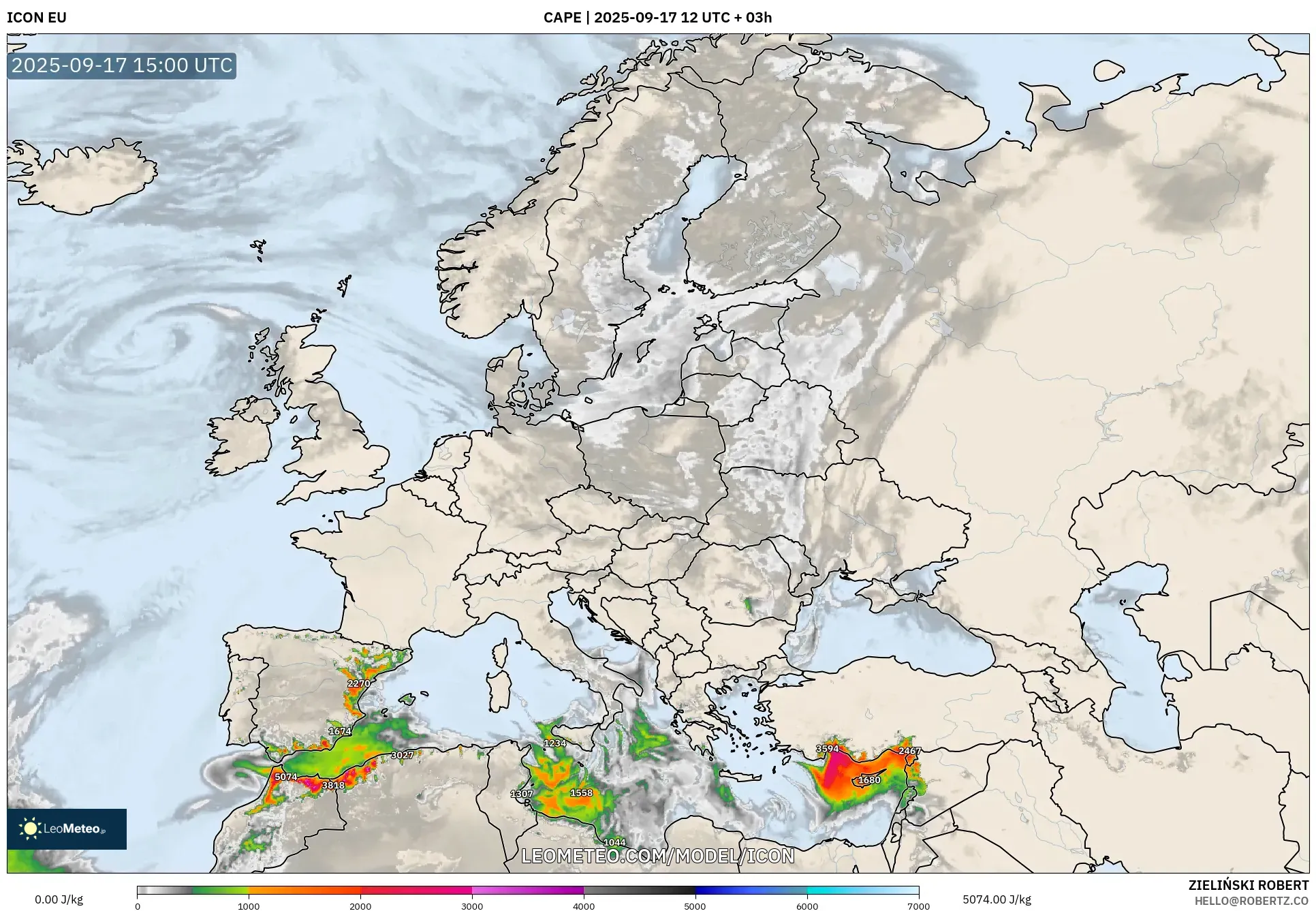 ICON model - Europe, CAPE ICON model - Europe, CAPE