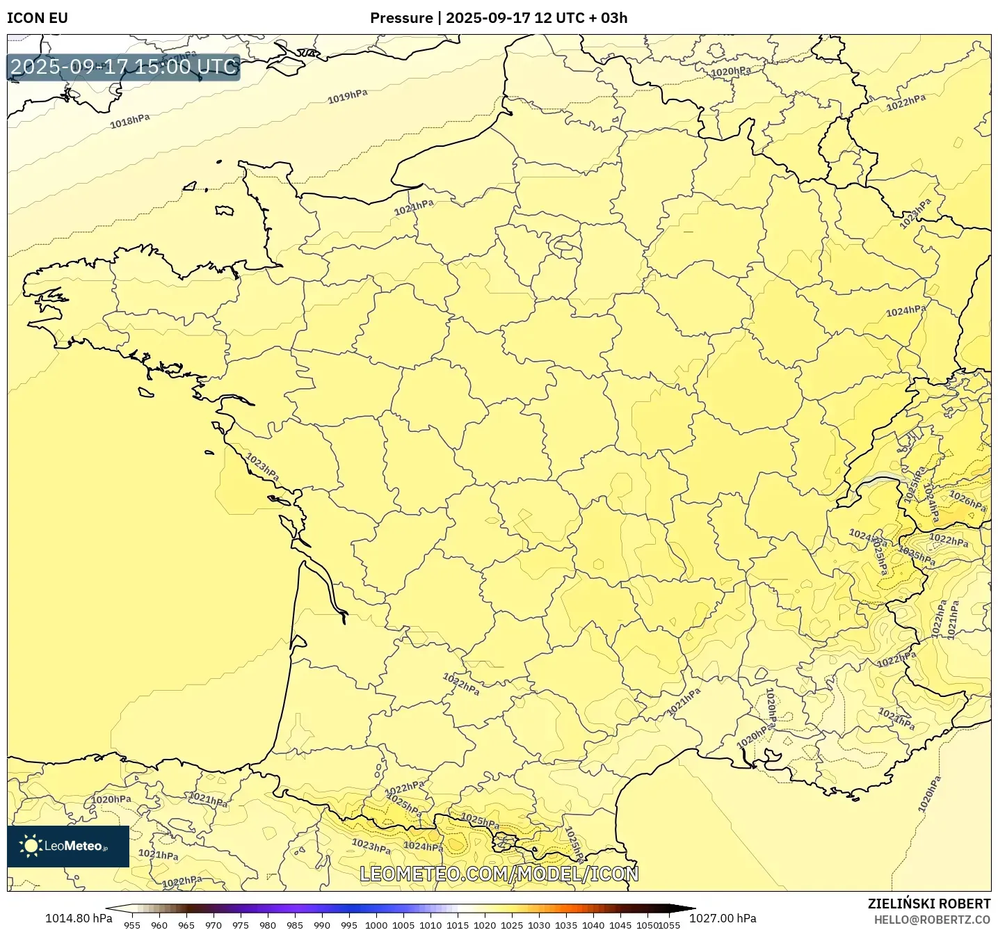 ICON model - France, Pressure