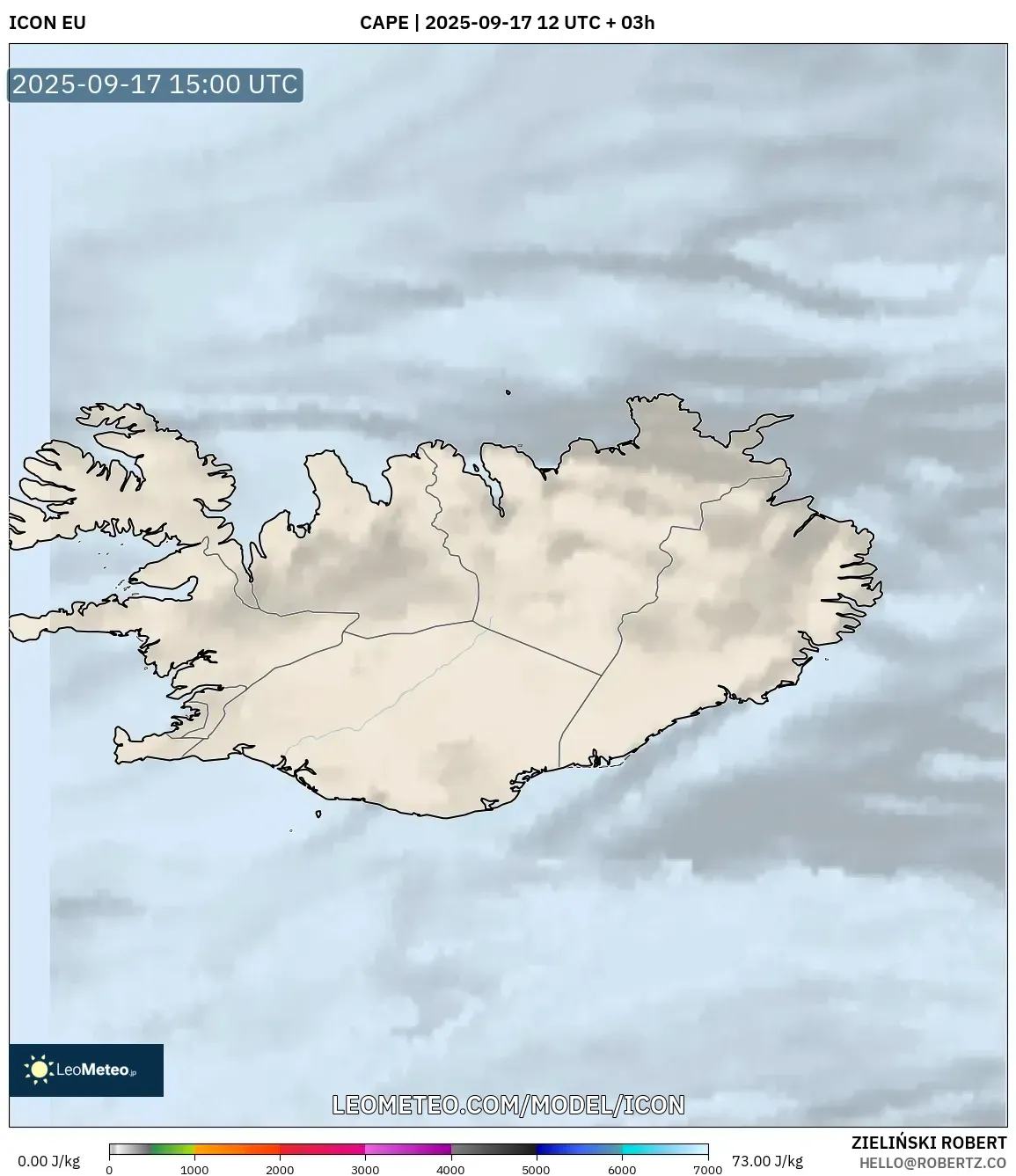 ICON model - Iceland, CAPE