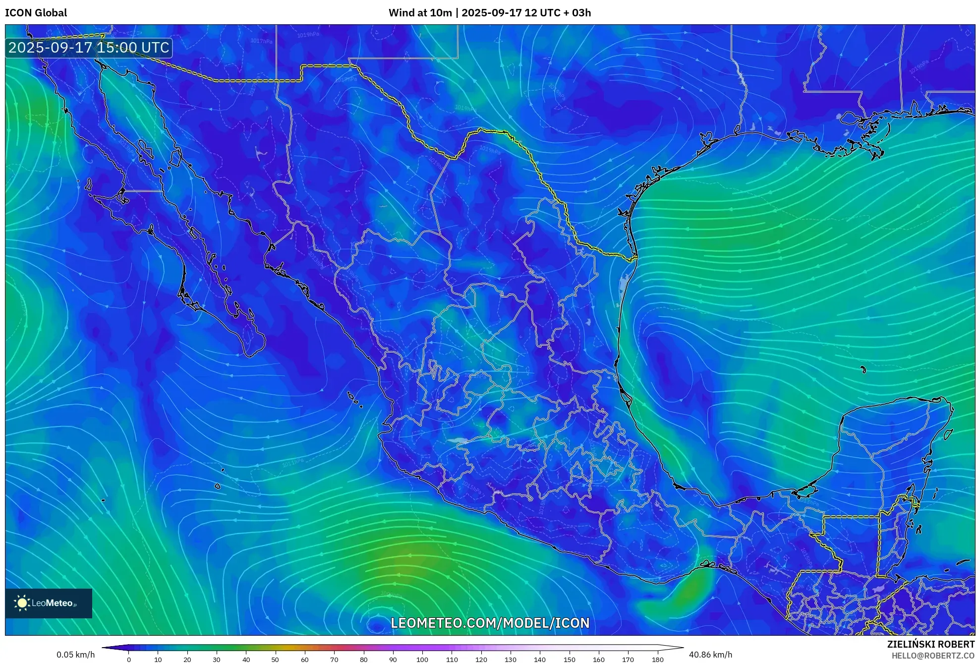 ICON model - Mexico, Wind at 10m ICON model - Mexico, Wind at 10m