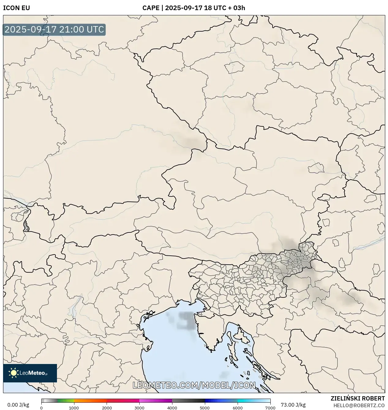 ICON model - Austria, CAPE ICON model - Austria, CAPE