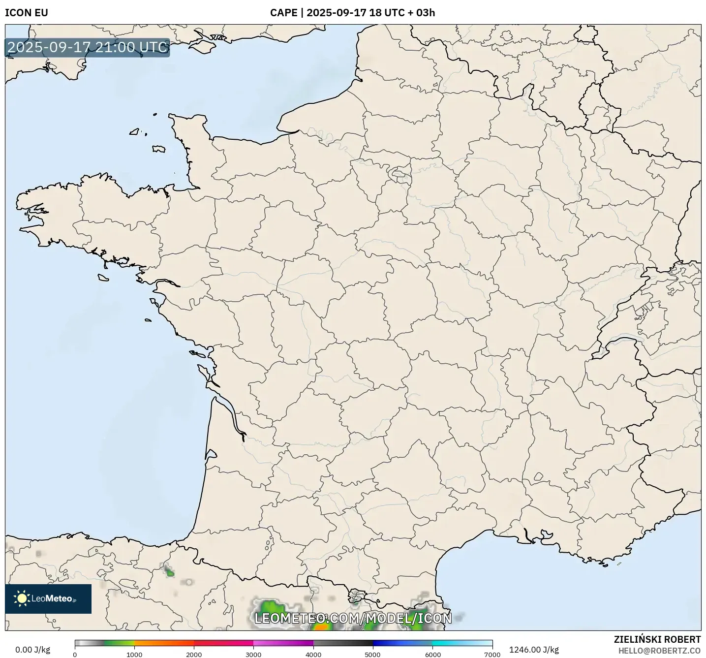 ICON model - France, CAPE