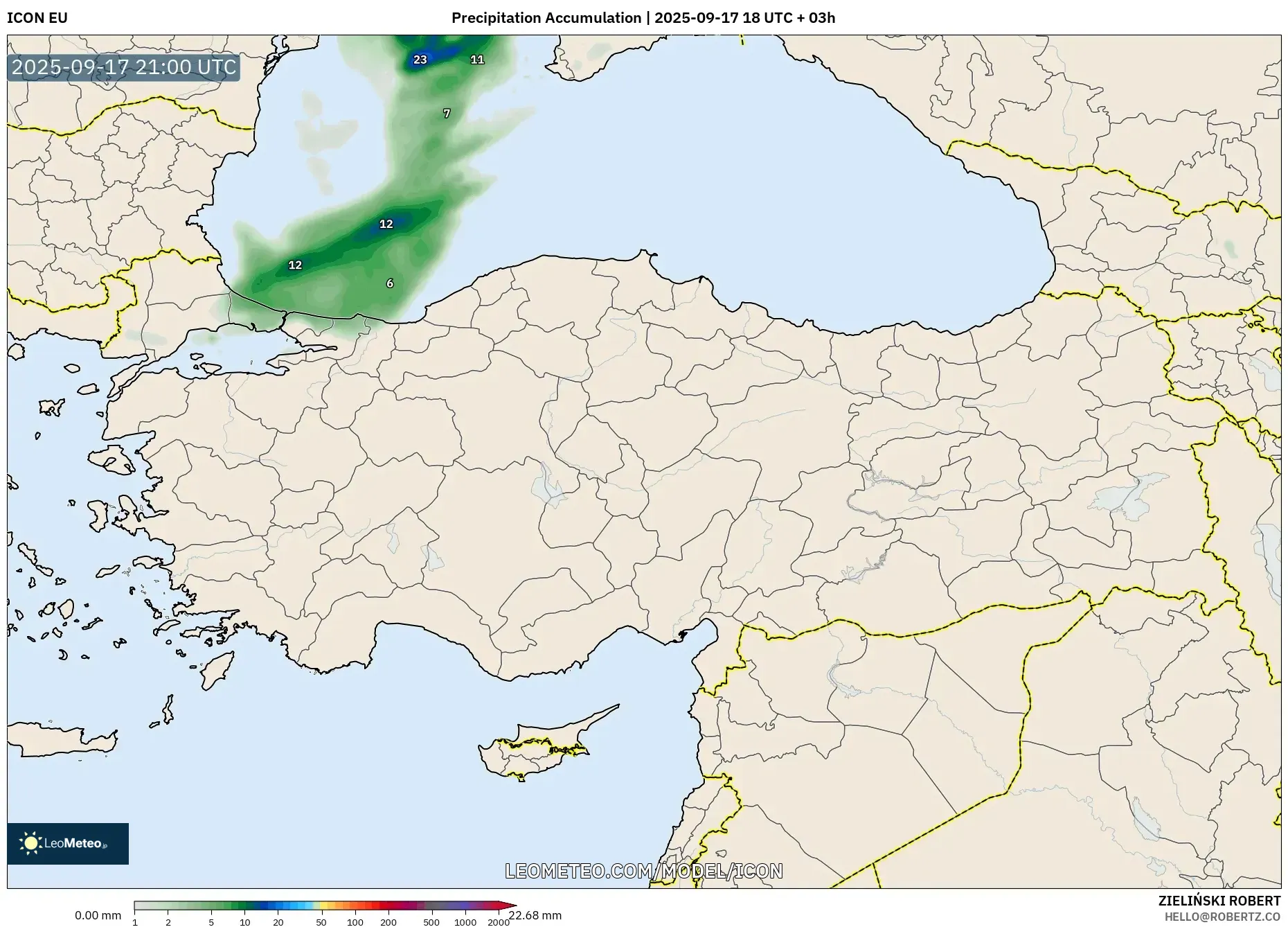 ICON model - Turkey, Precipitation Accumulation ICON model - Turkey, Precipitation Accumulation