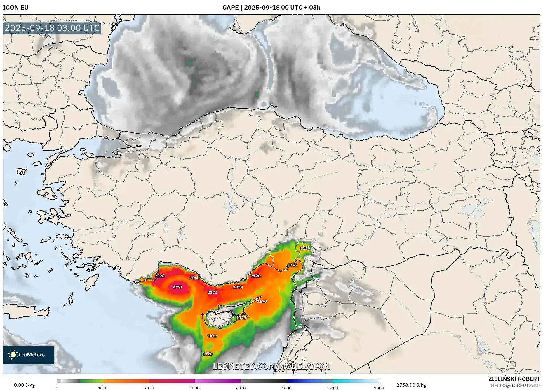 ICON model - Turkey, CAPE