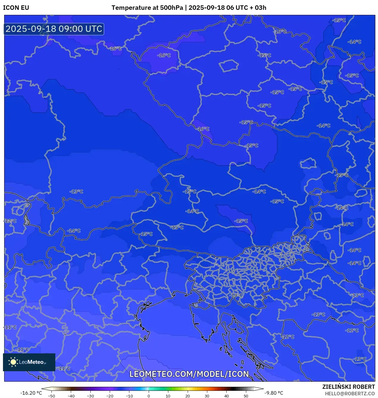 ICON model - Austria, Temperature at 500hPa ICON model - Austria, Temperature at 500hPa