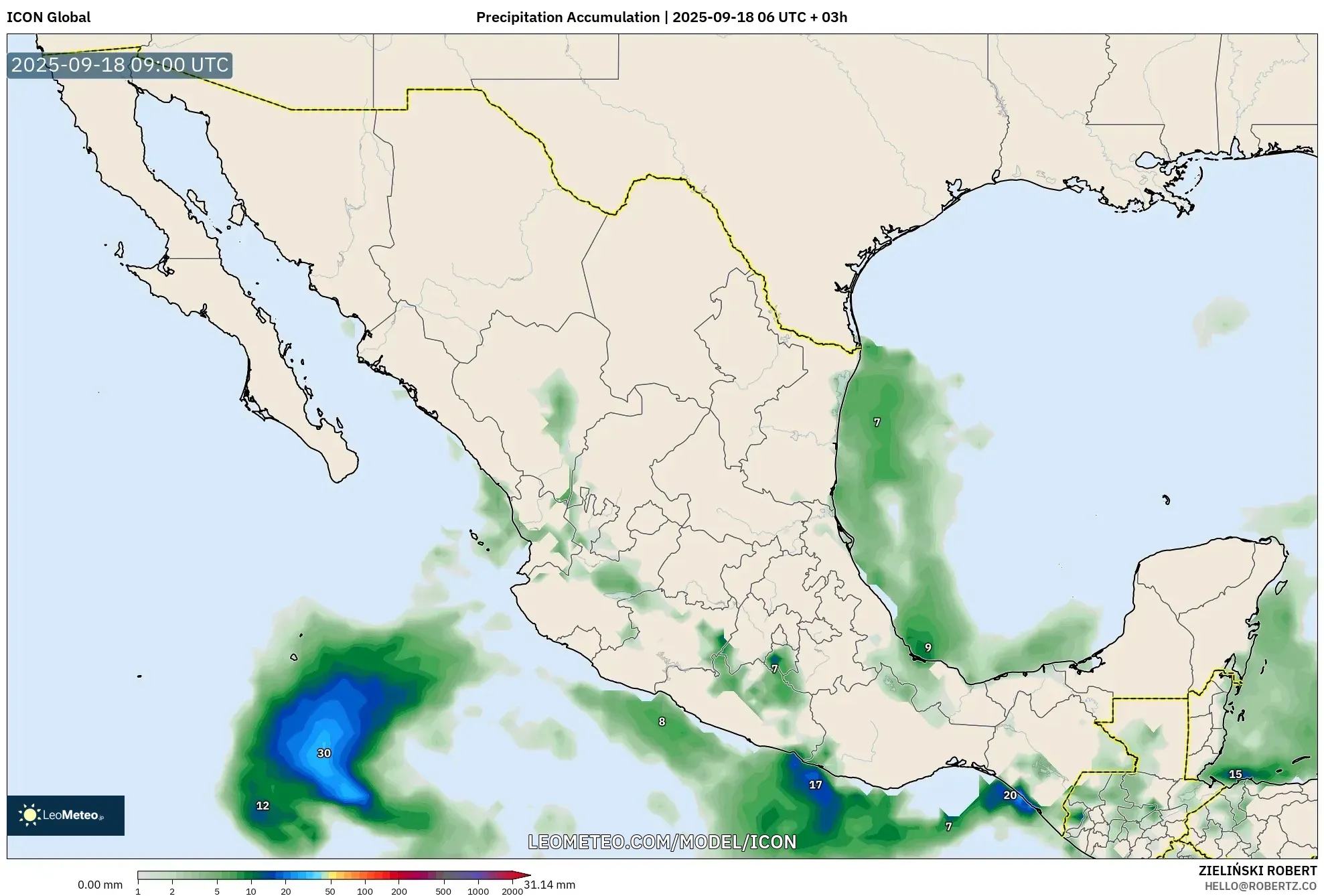 ICON model - Mexico, Precipitation Accumulation