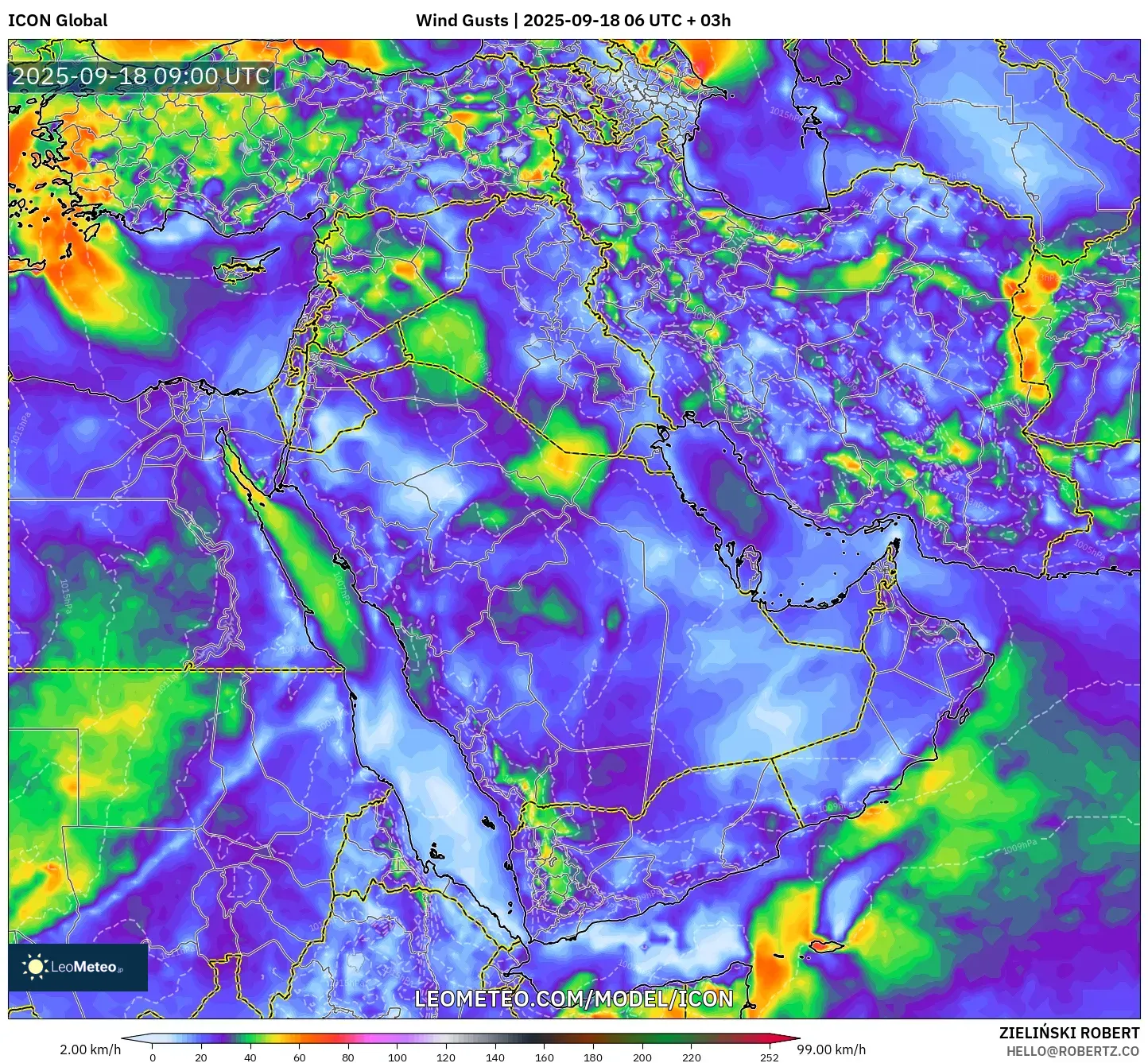 ICON model - Middle East, Wind Gusts