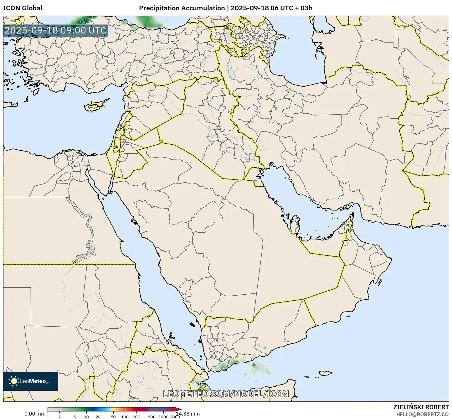 ICON model - Middle East, Precipitation Accumulation