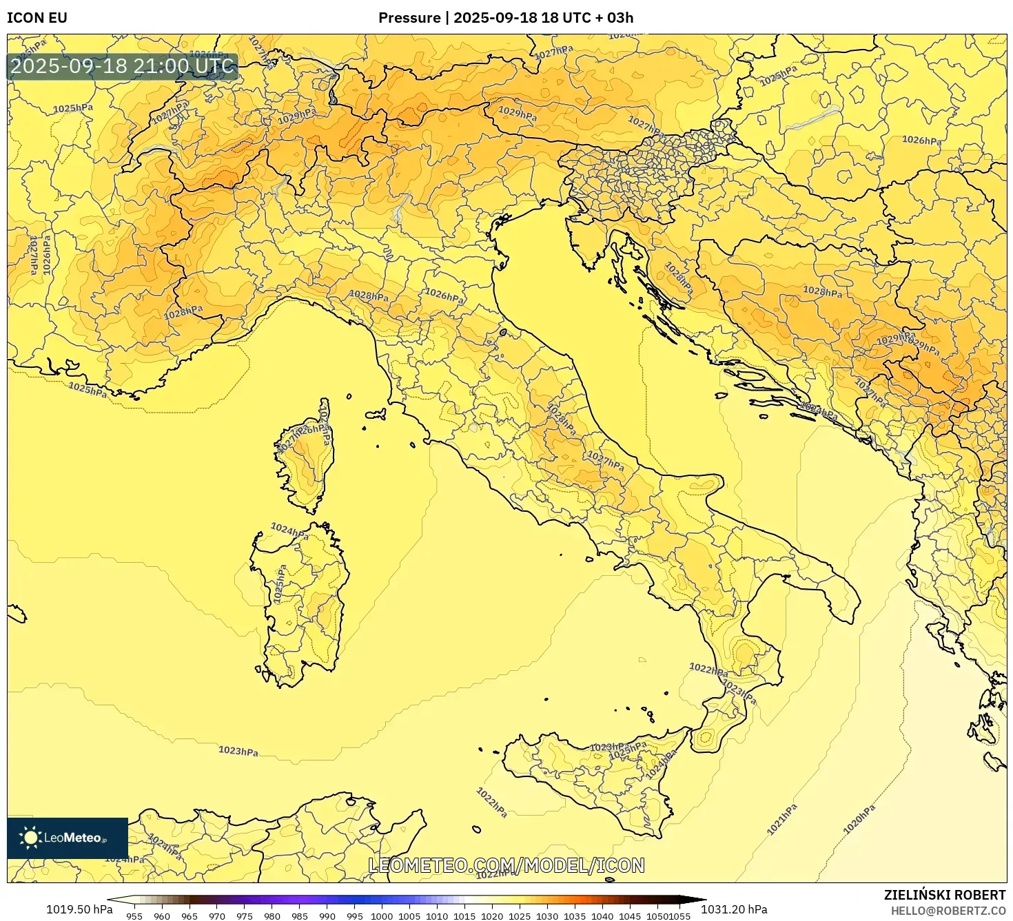 ICON model - Italy, Pressure