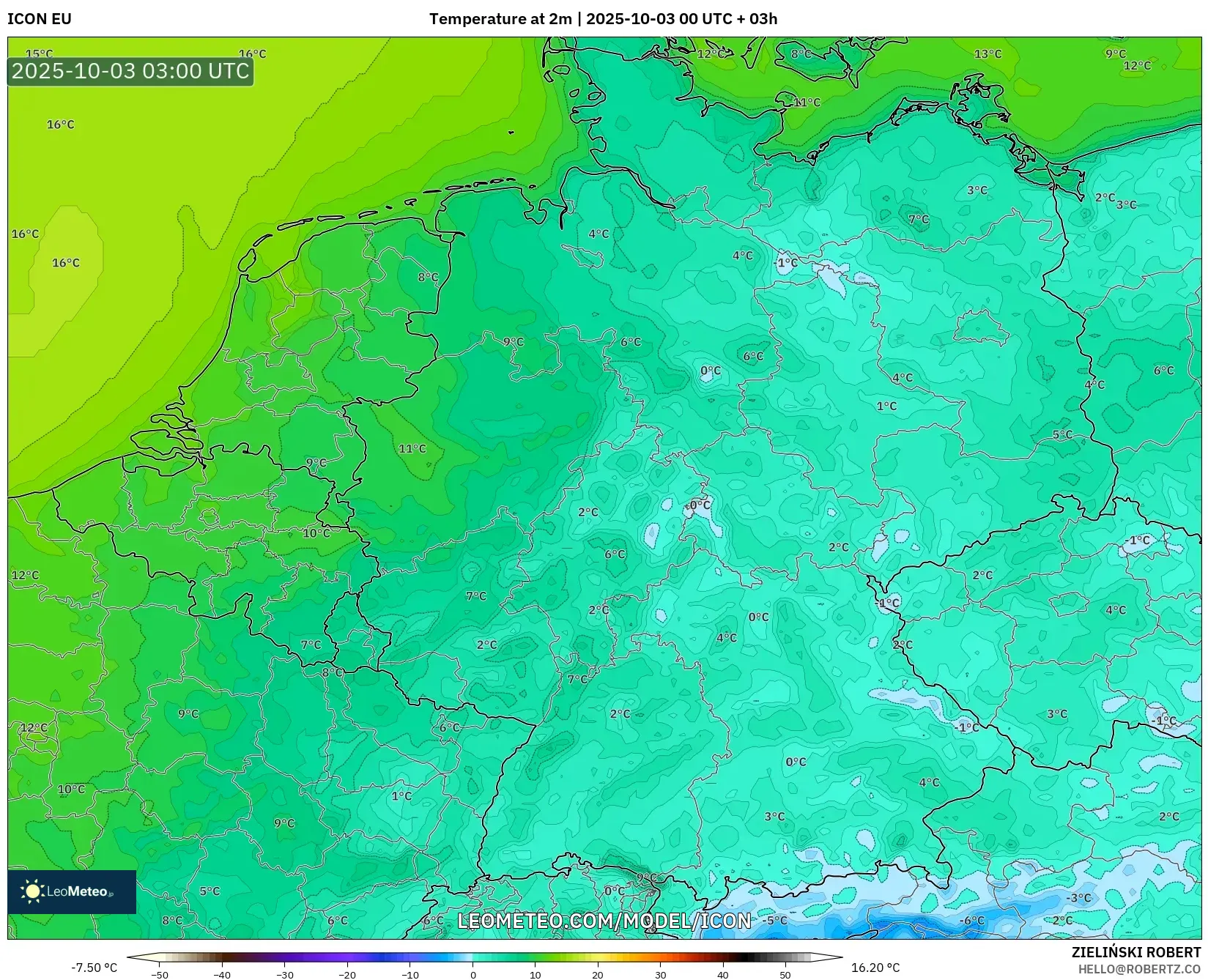 ICON model - Germany, Temperature at 2m
