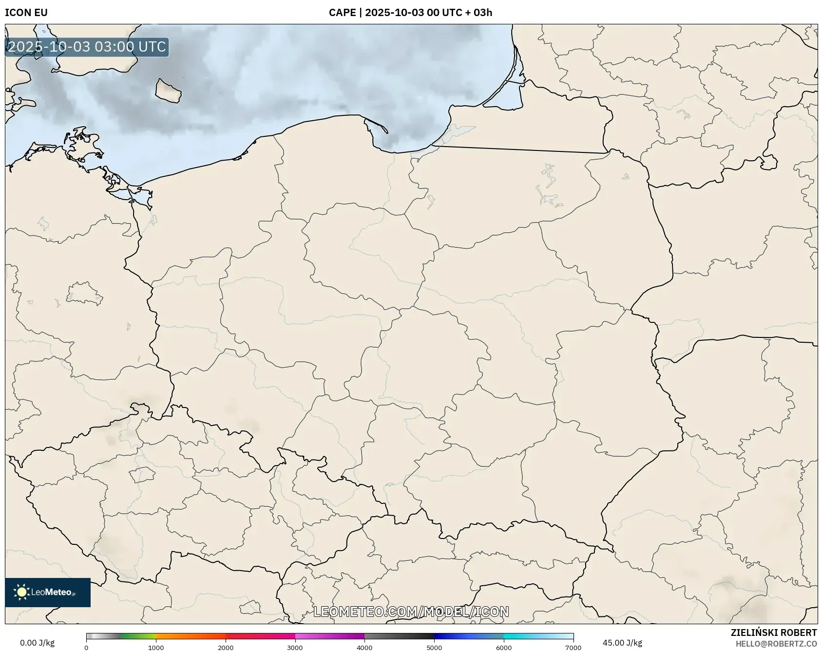 ICON model - Poland, CAPE
