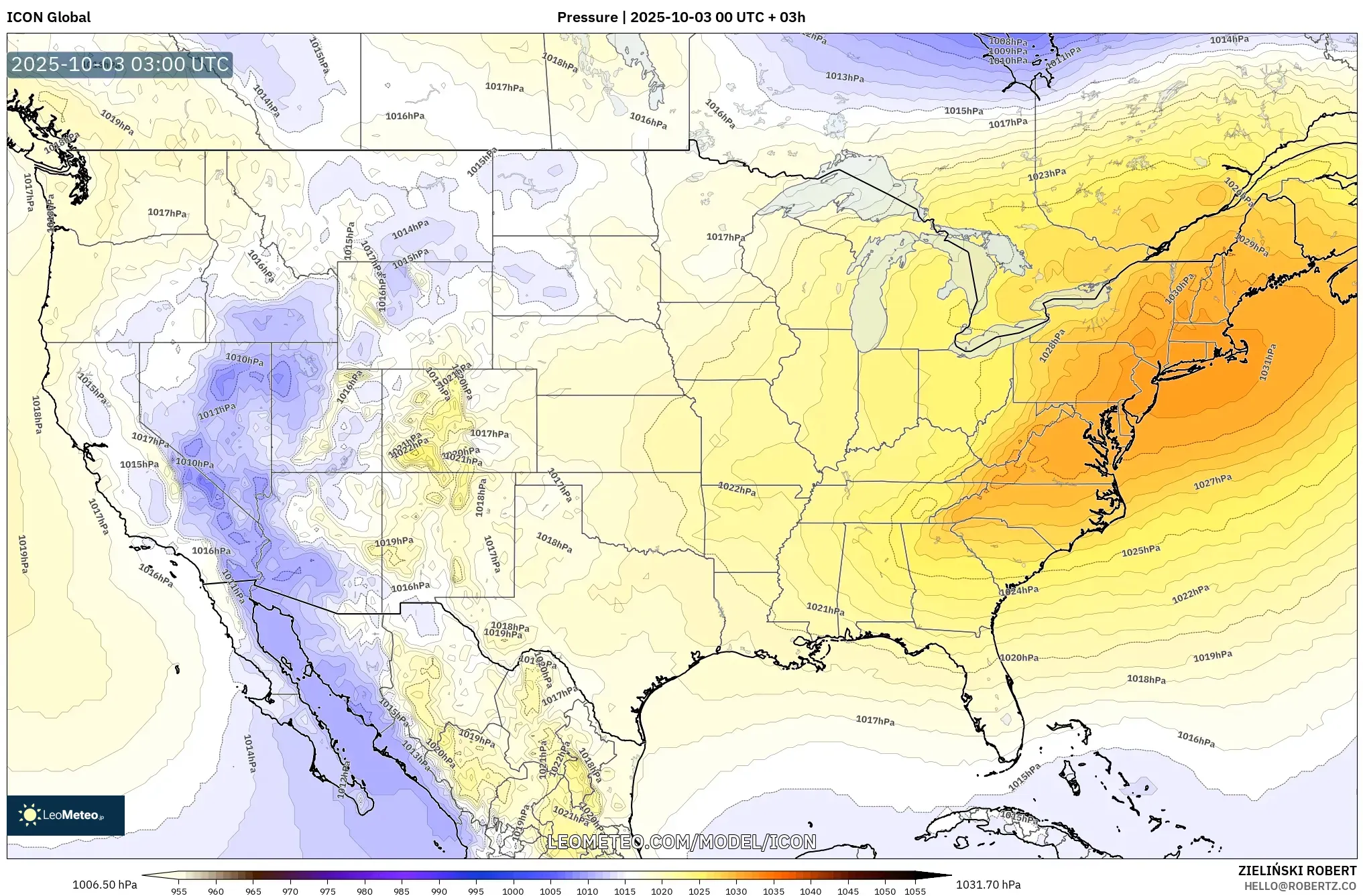 ICON model - United States, Pressure