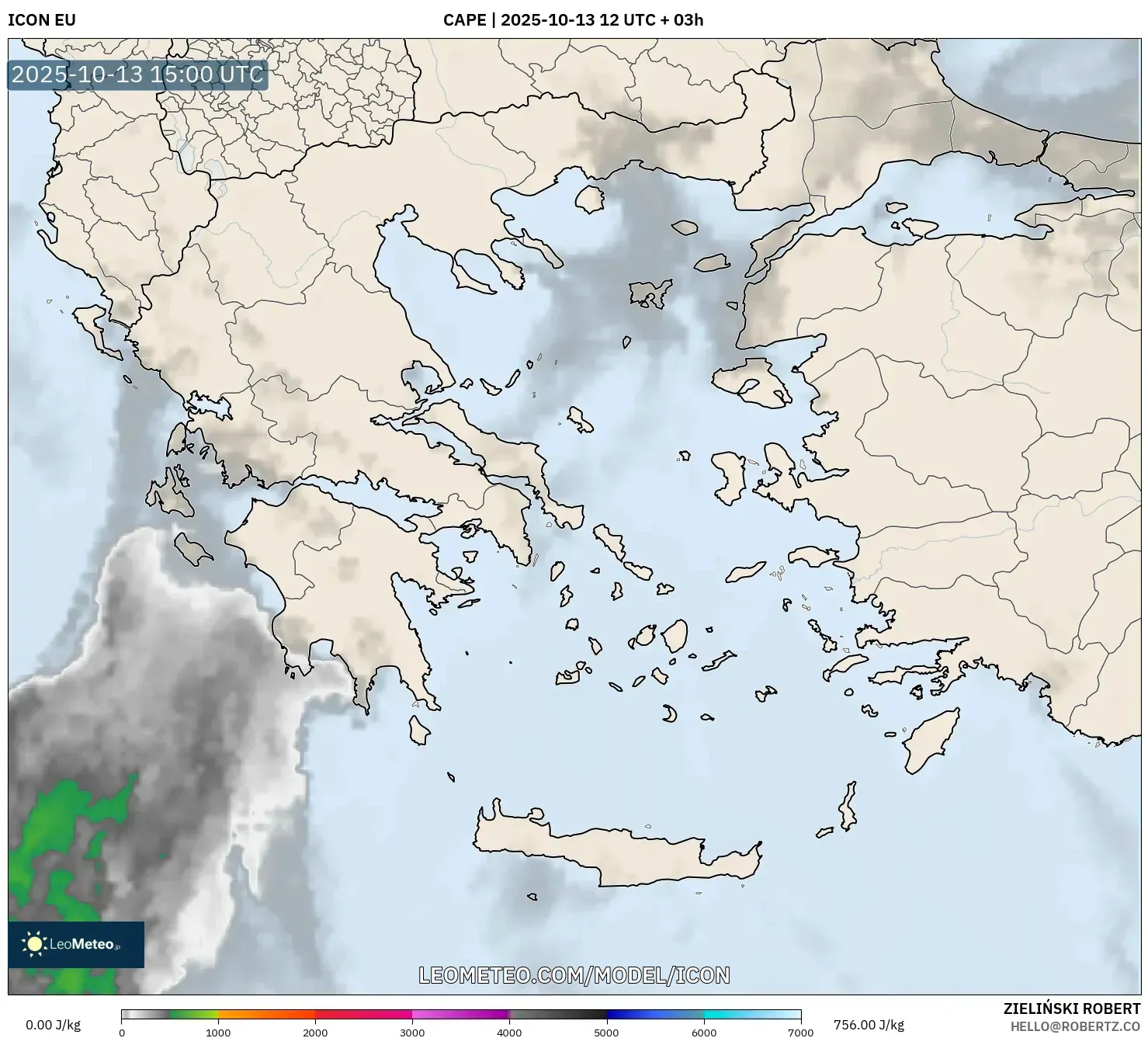 ICON model - Greece, CAPE