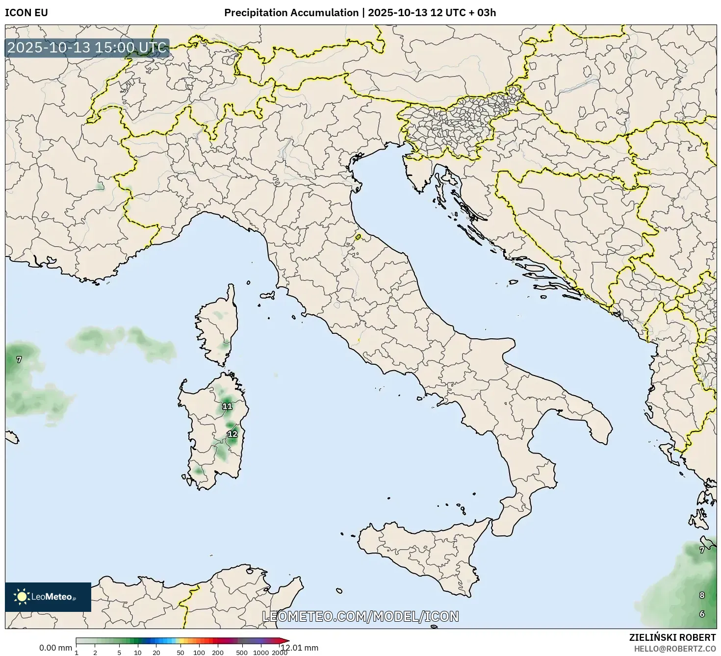 ICON model - Italy, Precipitation Accumulation ICON model - Italy, Precipitation Accumulation