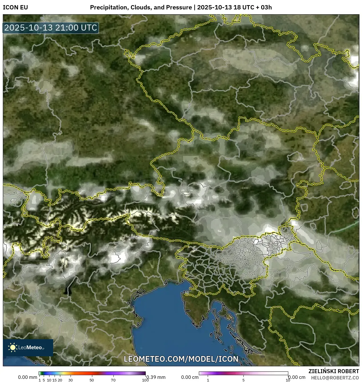 ICON model - Austria, Precipitation, Clouds, and Pressure ICON model - Austria, Precipitation, Clouds, and Pressure