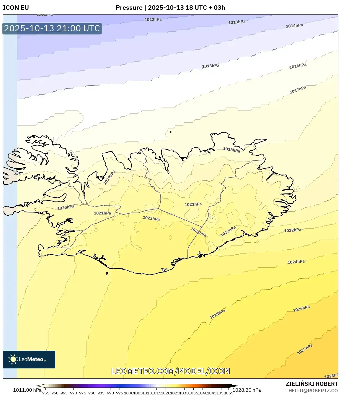 ICON model - Iceland, Pressure ICON model - Iceland, Pressure