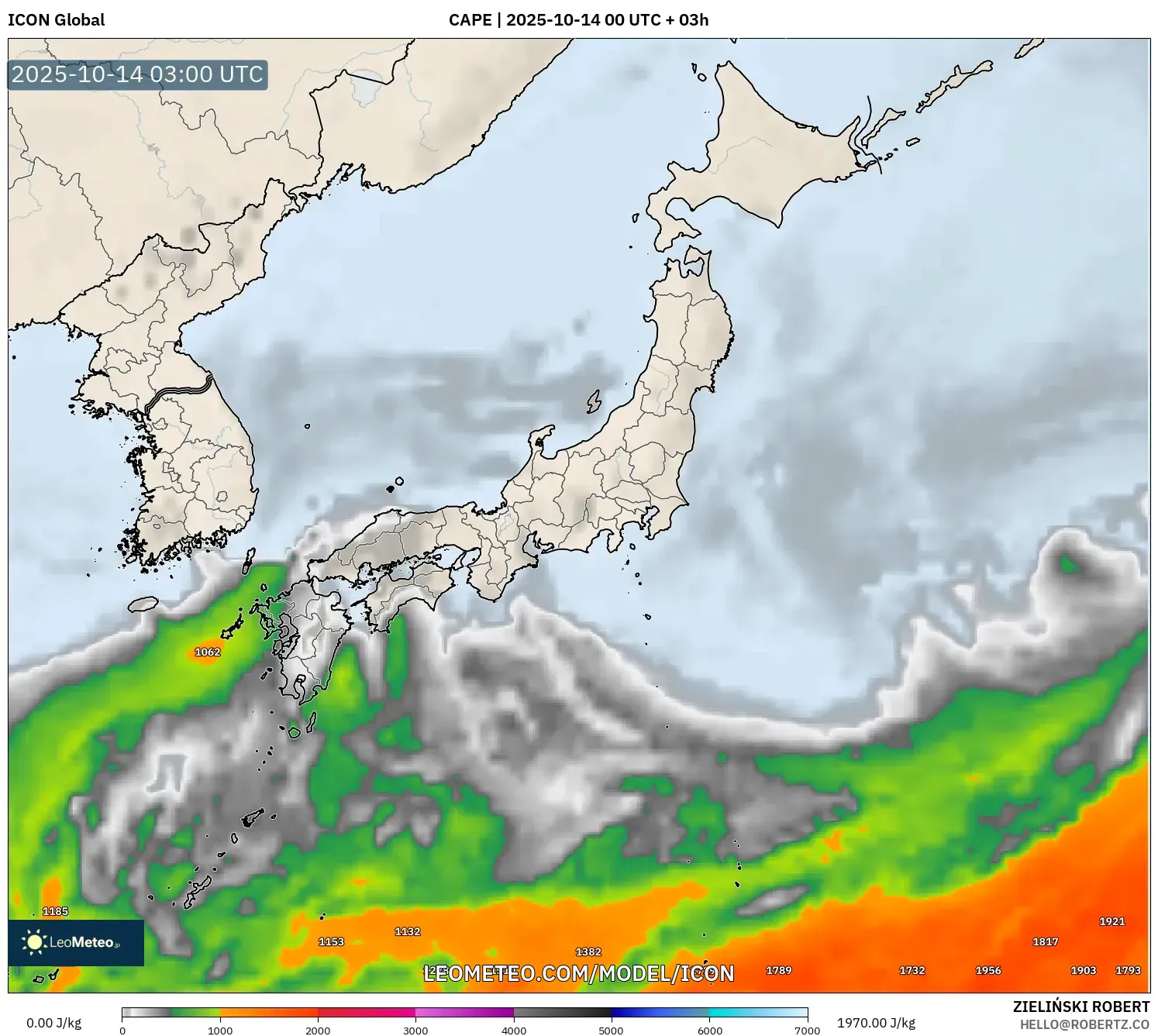 ICON model - Japan, CAPE ICON model - Japan, CAPE
