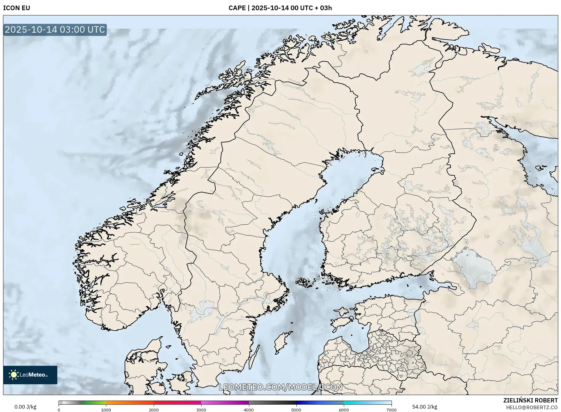 ICON model - Scandinavia, CAPE ICON model - Scandinavia, CAPE