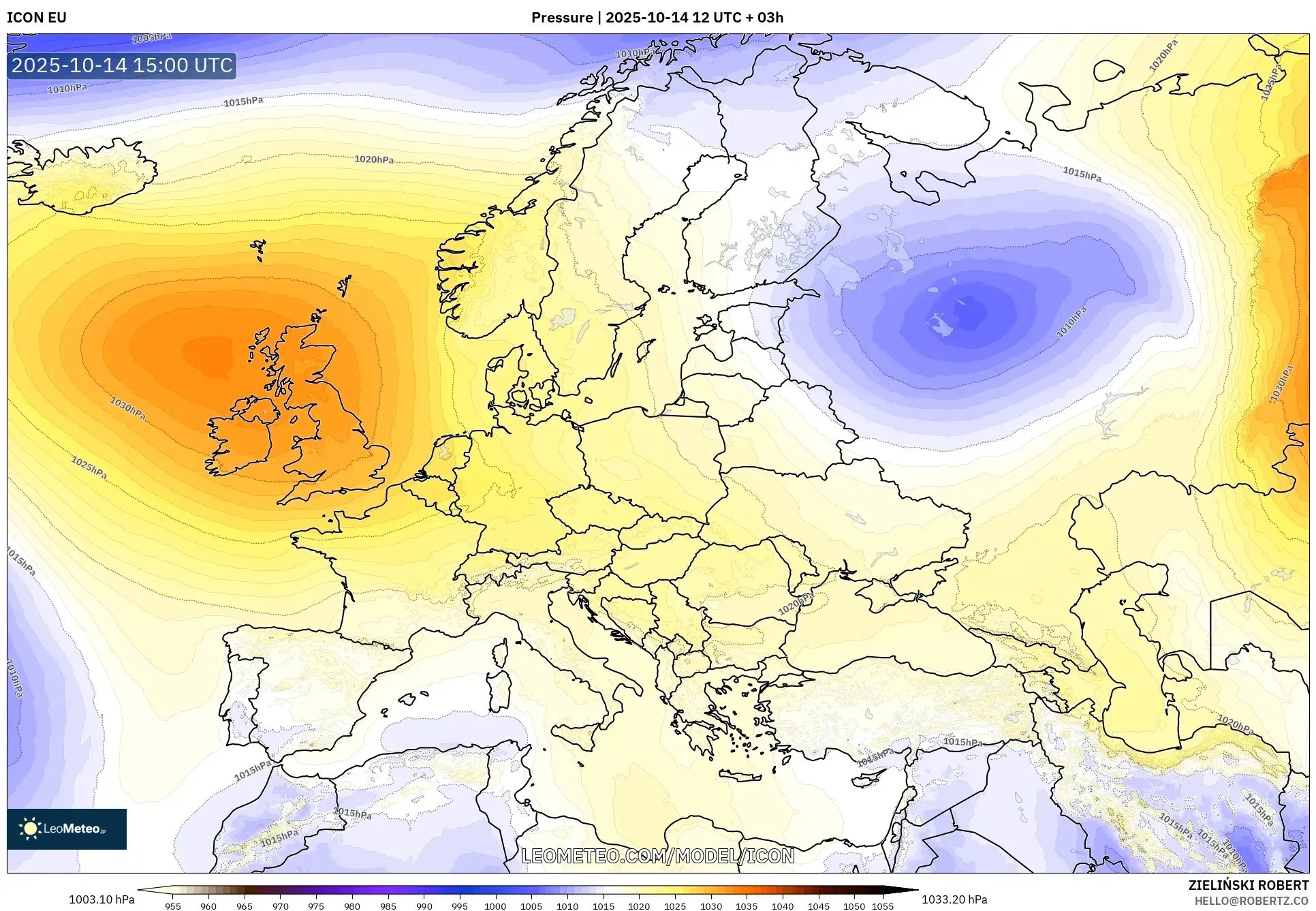 ICON model - Europe, Pressure ICON model - Europe, Pressure
