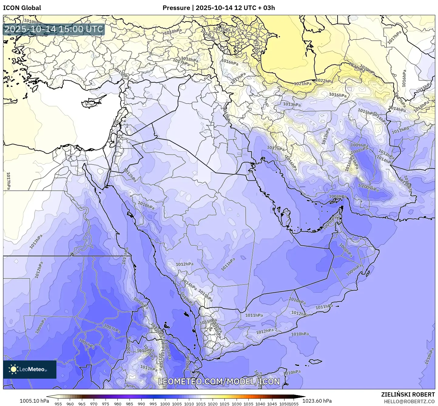 ICON model - Middle East, Pressure ICON model - Middle East, Pressure