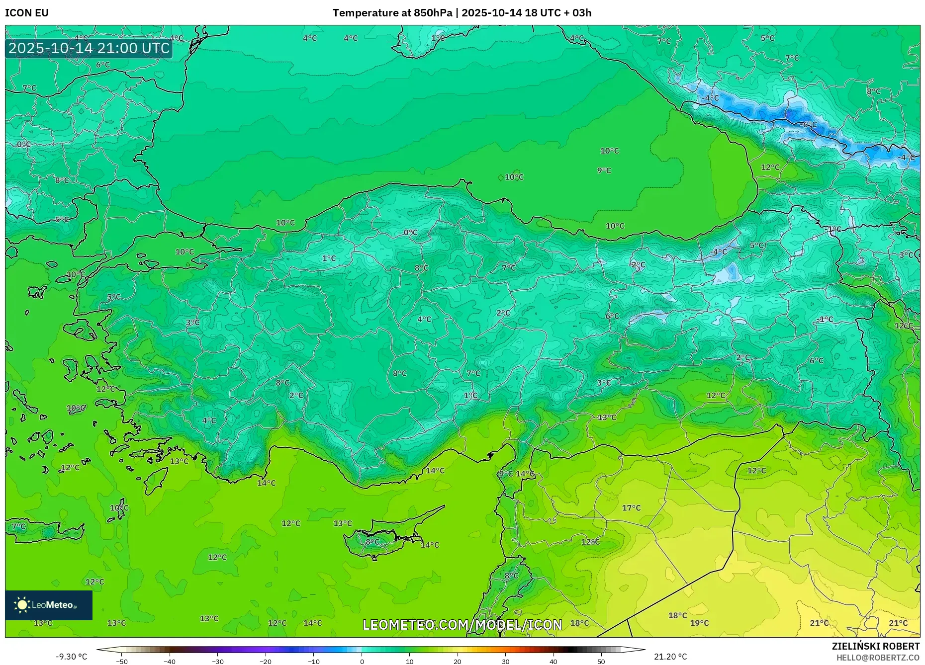 ICON model - Turkey, Temperature at 850hPa ICON model - Turkey, Temperature at 850hPa