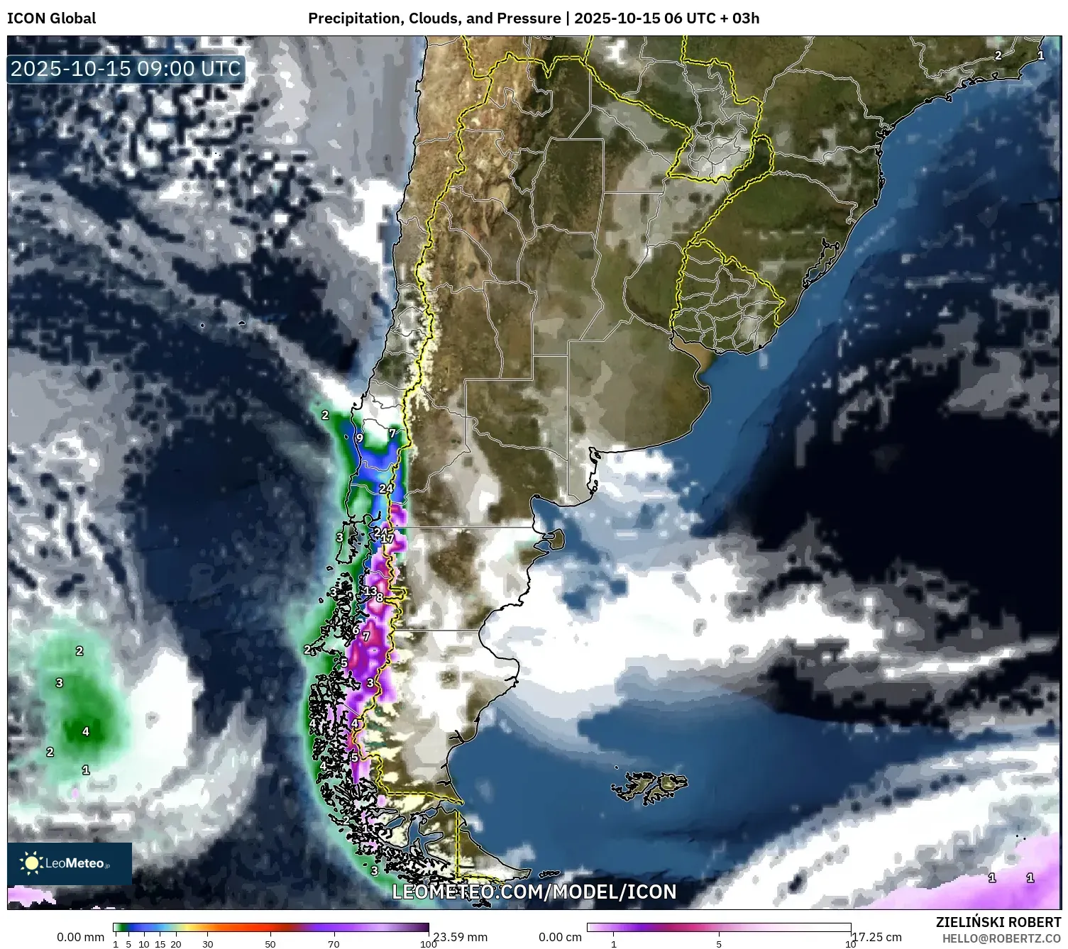ICON model - Argentina, Precipitation, Clouds, and Pressure ICON model - Argentina, Precipitation, Clouds, and Pressure