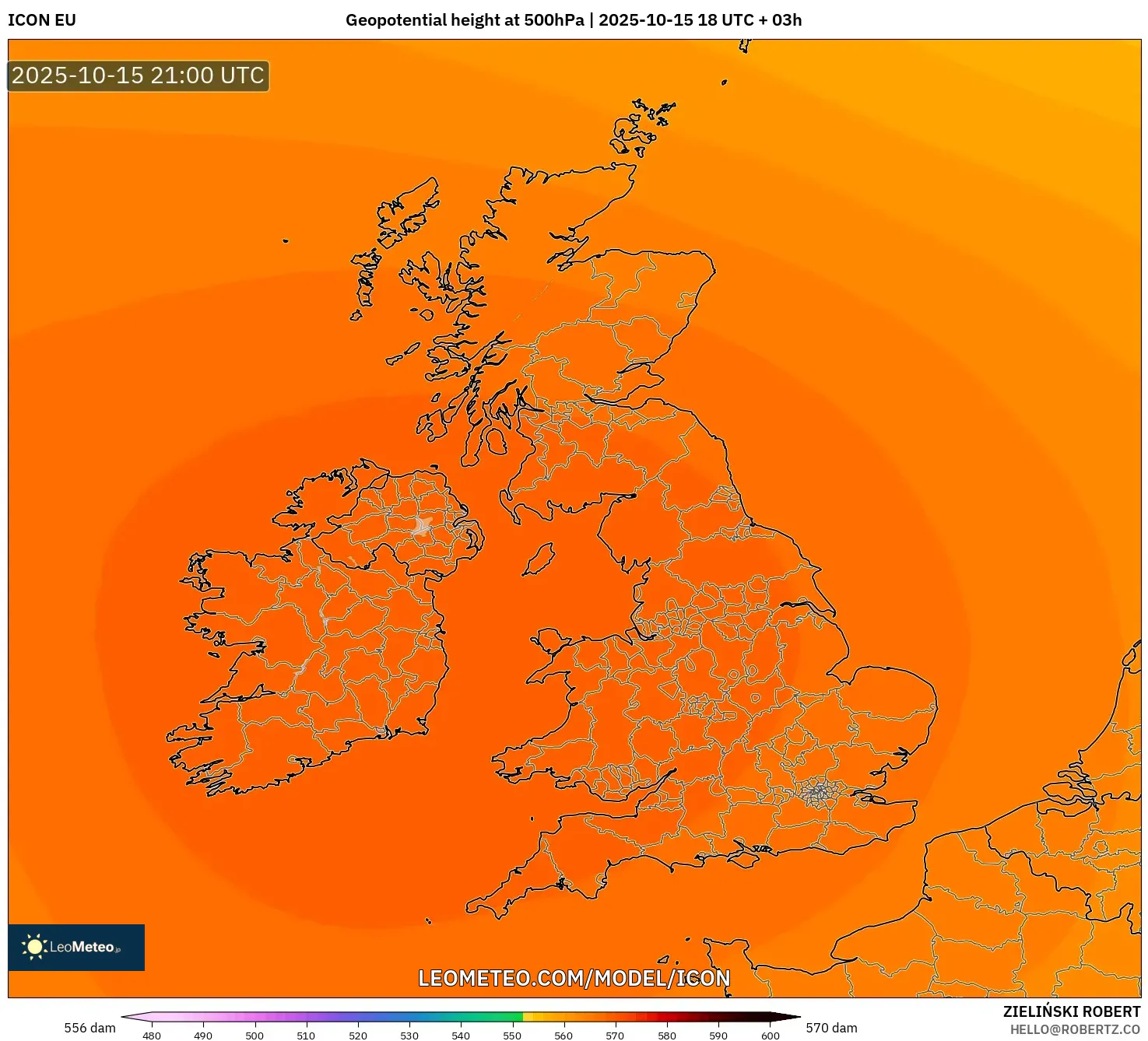 ICON model - United Kingdom, Geopotential height at 500hPa ICON model - United Kingdom, Geopotential height at 500hPa