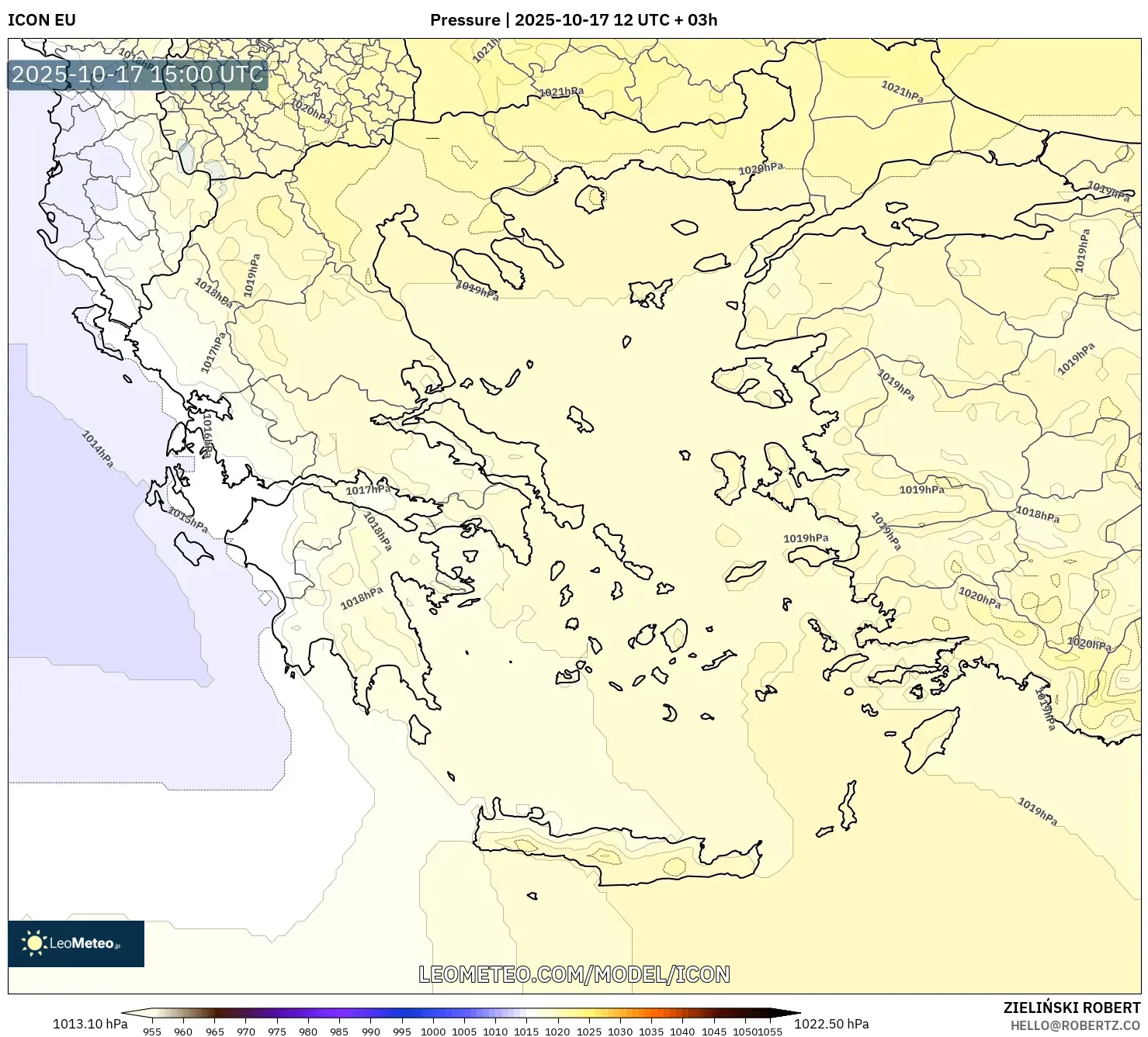 ICON model - Greece, Pressure ICON model - Greece, Pressure