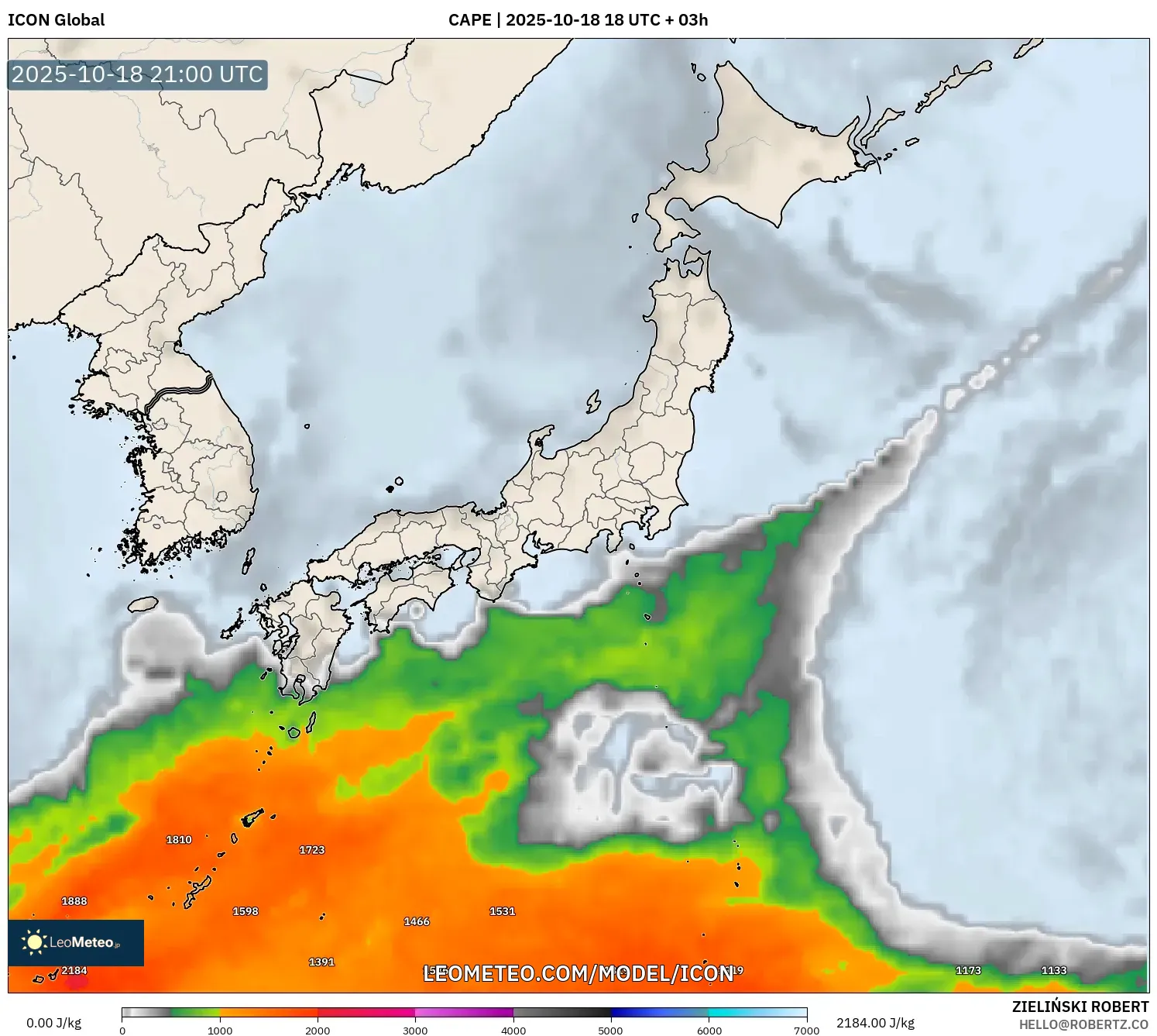ICON model - Japan, CAPE ICON model - Japan, CAPE