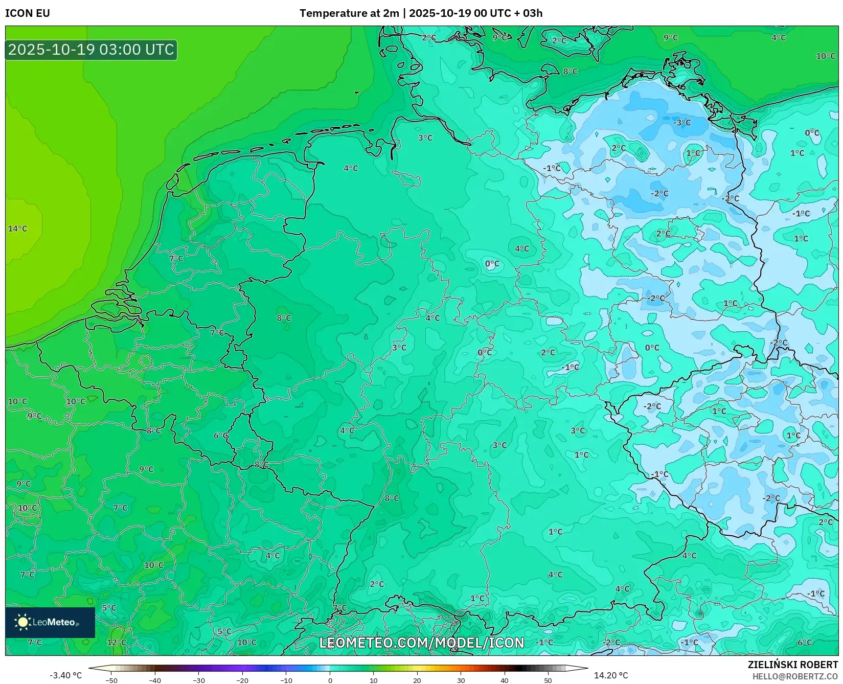 ICON model - Germany, Temperature at 2m ICON model - Germany, Temperature at 2m