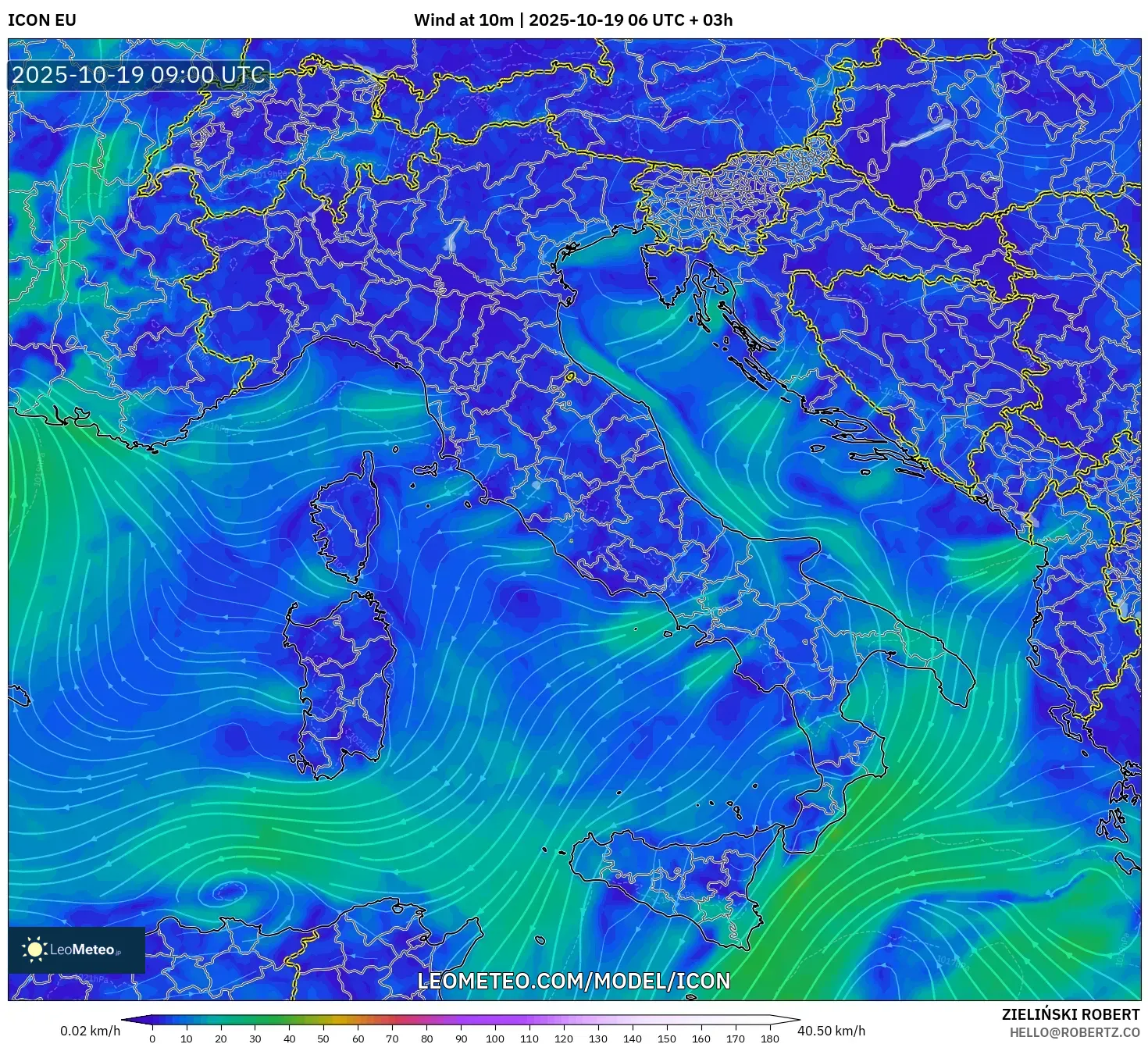 ICON model - Italy, Wind at 10m ICON model - Italy, Wind at 10m