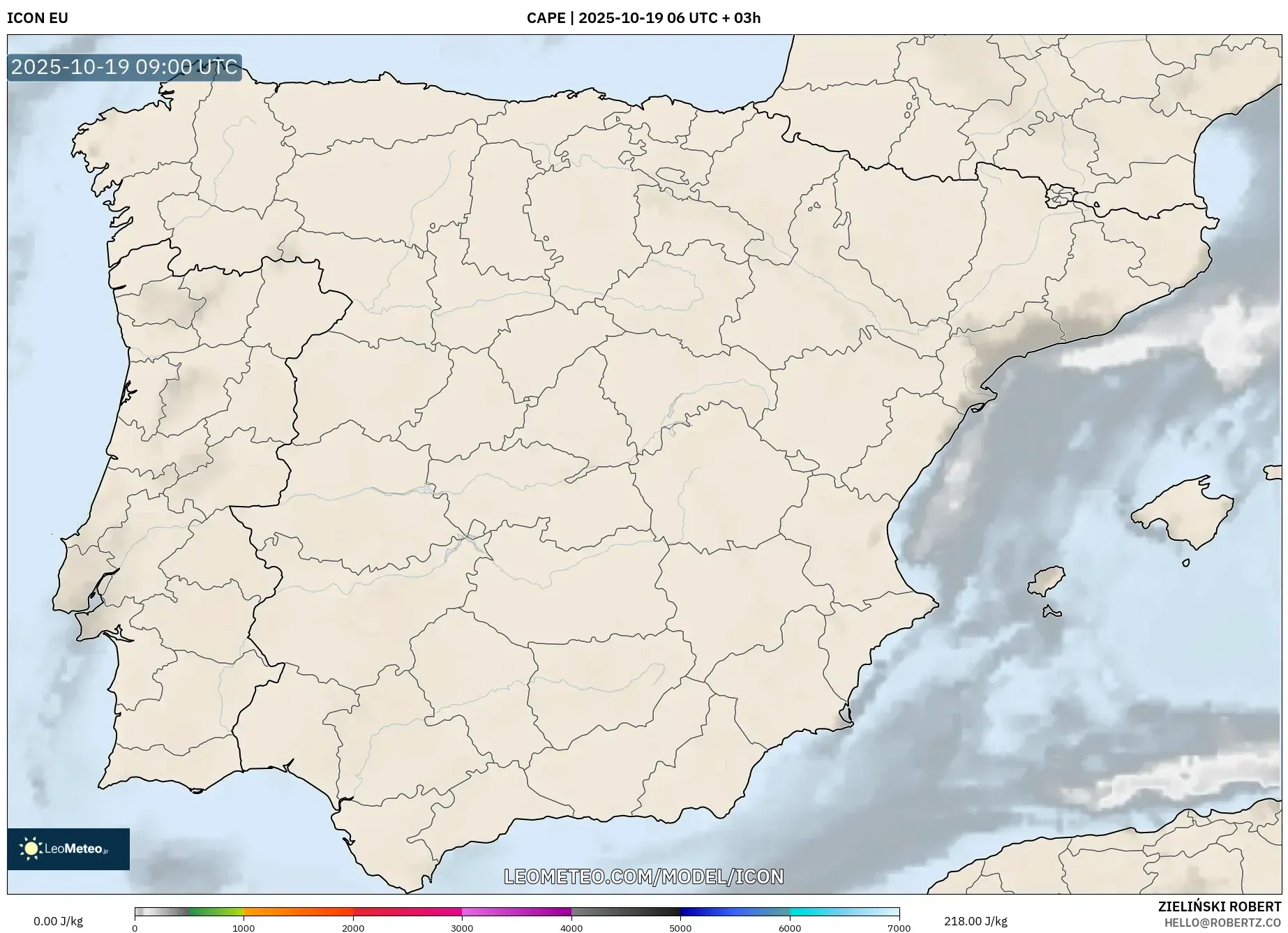 ICON model - Spain, CAPE