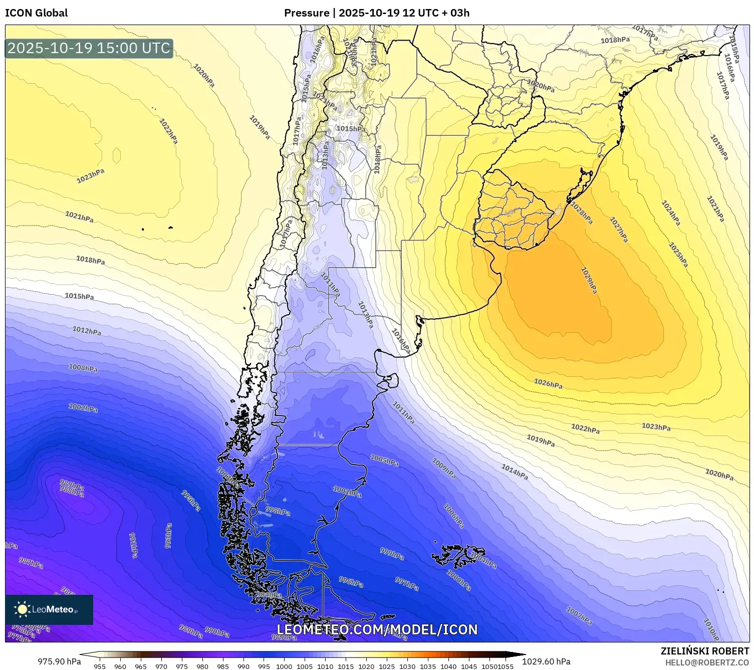 ICON model - Argentina, Pressure ICON model - Argentina, Pressure