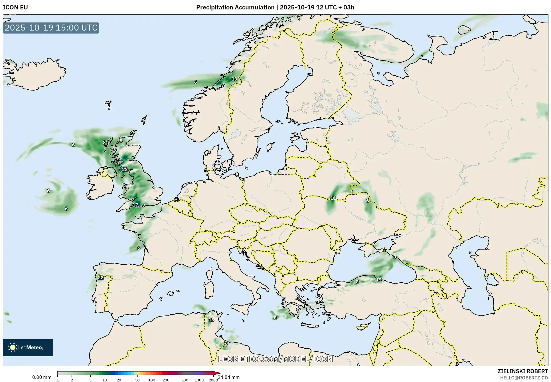 ICON model - Europe, Precipitation Accumulation ICON model - Europe, Precipitation Accumulation