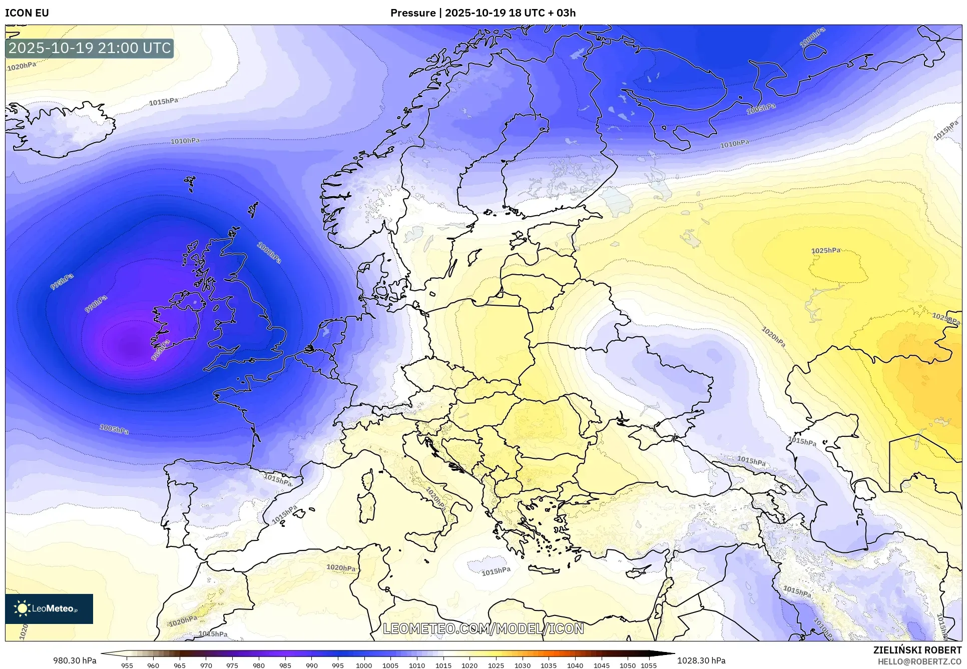 ICON model - Europe, Pressure ICON model - Europe, Pressure