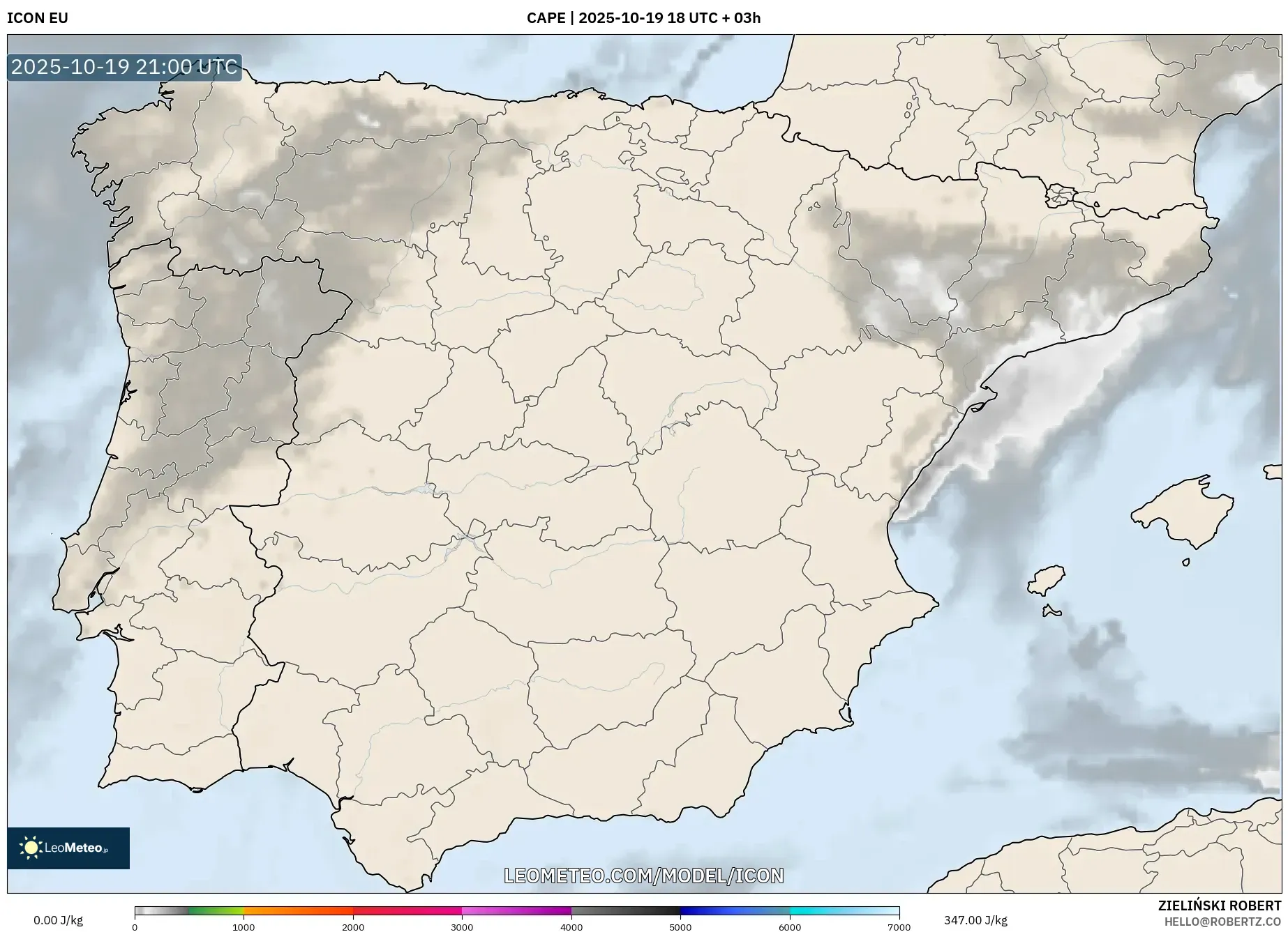 ICON model - Spain, CAPE ICON model - Spain, CAPE