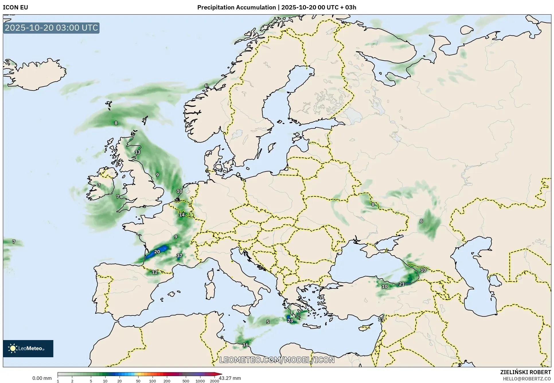 ICON model - Europe, Precipitation Accumulation ICON model - Europe, Precipitation Accumulation